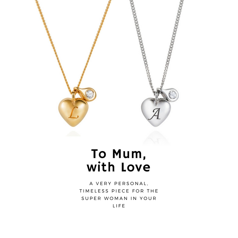 This delicate little heart necklace features a hand engraved initial of your choosing on the heart, and a diamond pendant which sits next to it - from £110