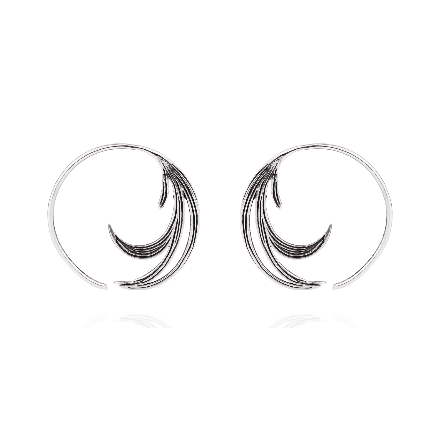 Duck feather earrings silver