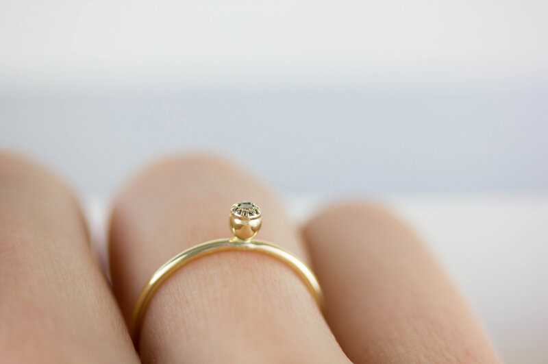 Poppy Seedpod diamond ring - solid gold, £160