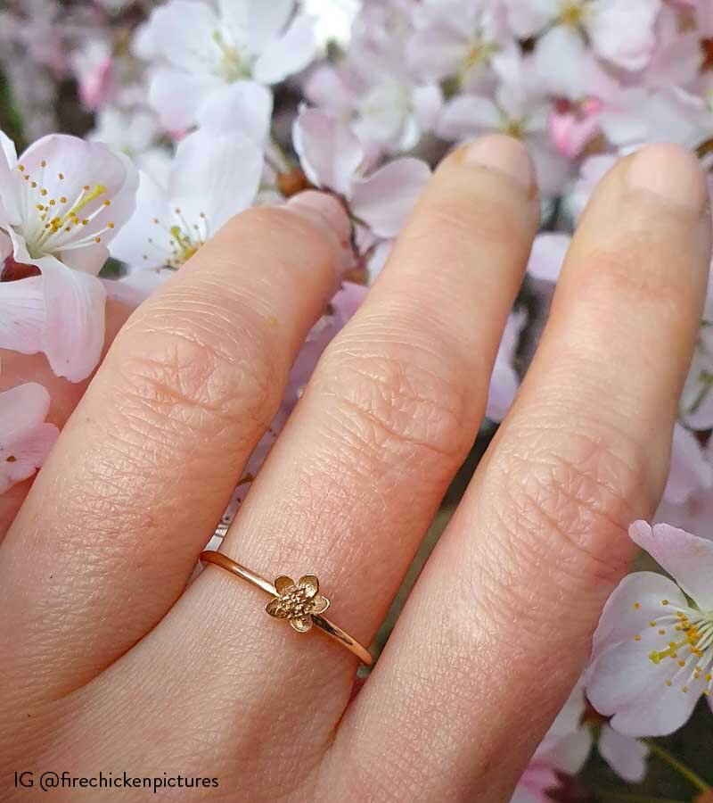 Gold cherry blossom ring, Lee Renee