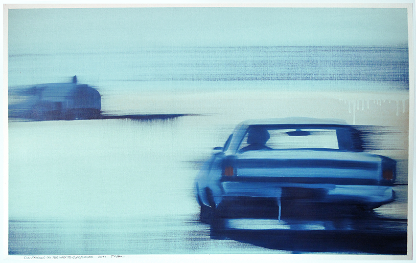 Old Friends On The Way To Supersonic, 2014, 90 x 65 cm, Öl auf Papier, CHF 1’200.–