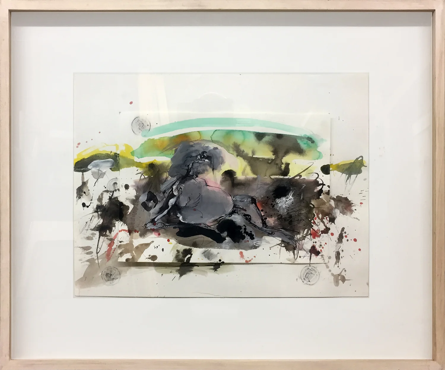 Ohne Titel, ca. 2003, Mischtechnik auf Büttenpapier, 40 x 28 cm, Rahmenmass 60 x 48 cm
