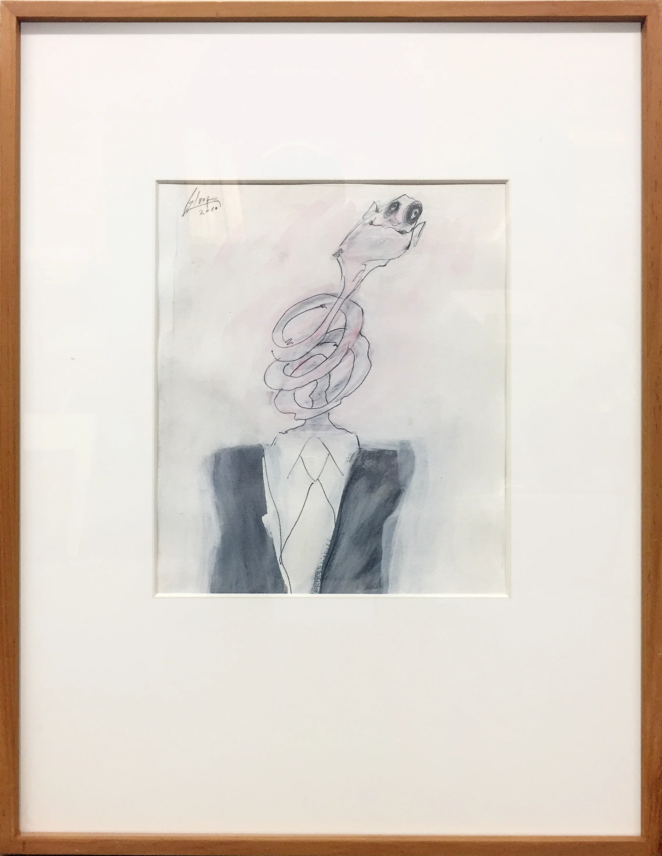 Ohne Titel, 2010, Bleistift und Tusche auf Büttenpapier, 25 x 30 cm, Holzrahmen, Rahmenmass 48 x 58 cm