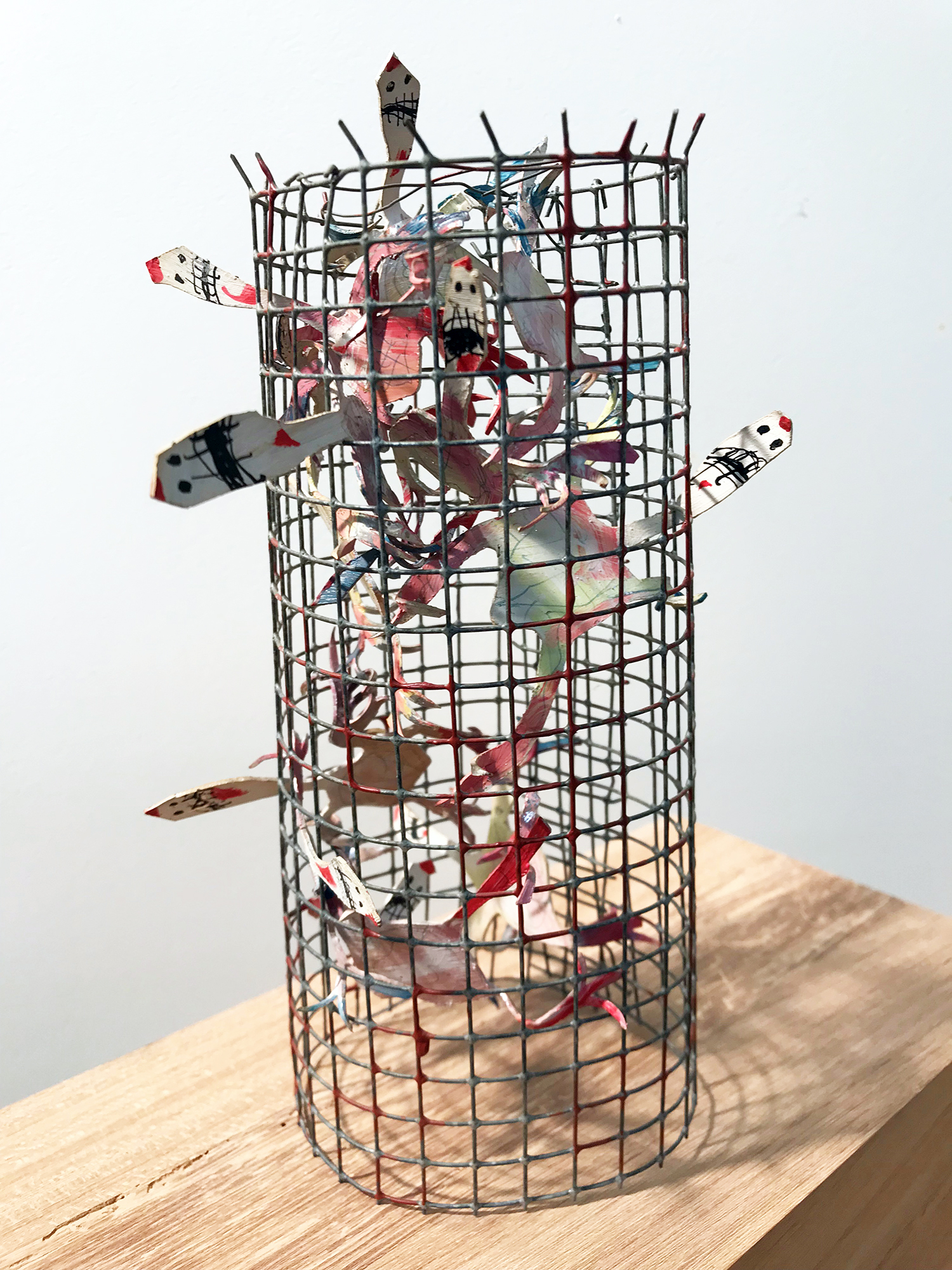 Studien Projekt Hellhof, 1996, Acryl auf Aluminium und Eisendraht, ca. 10 x 29 cm
