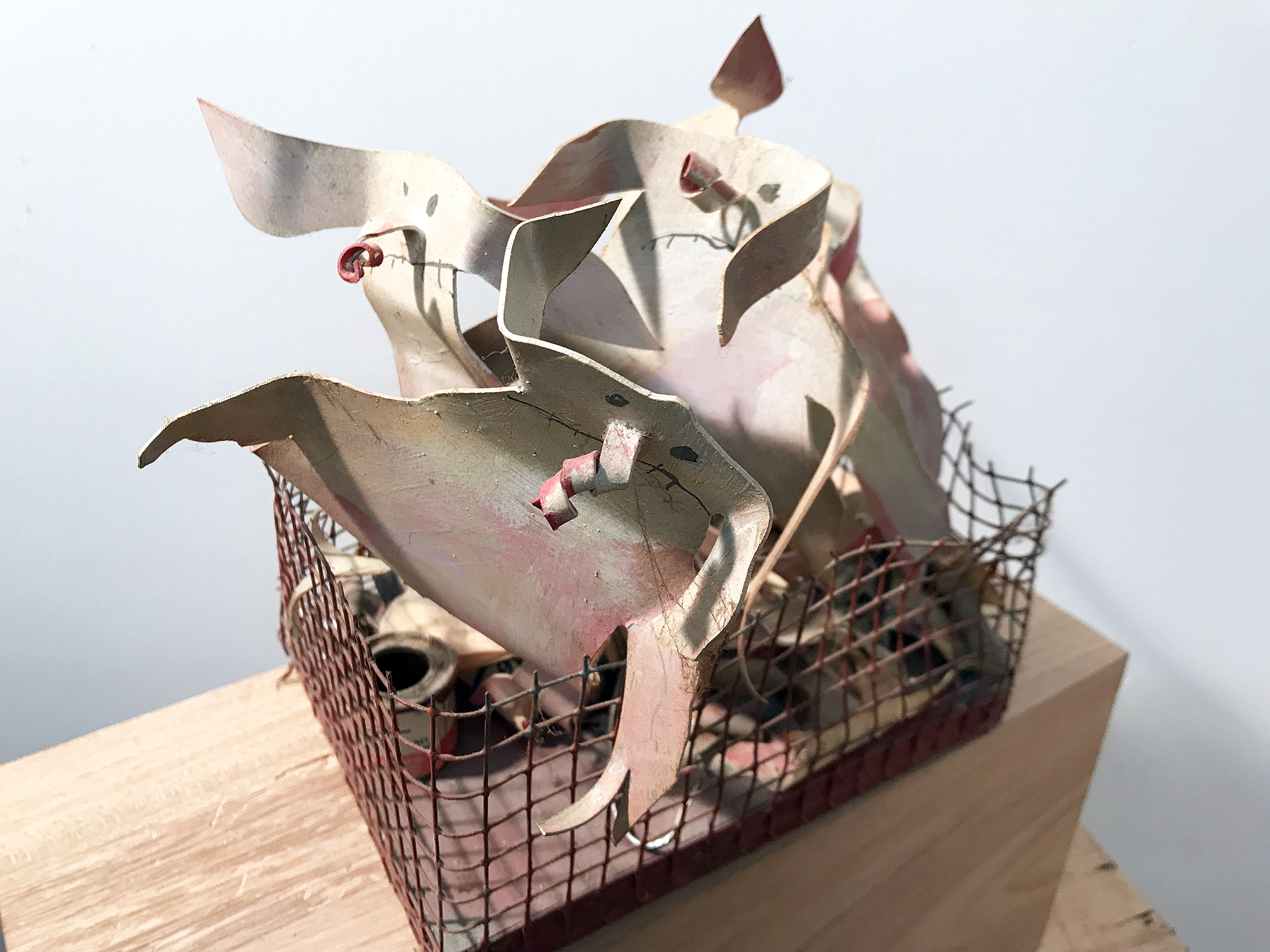Studien Projekt Hellhof, 1996, Acryl auf Aluminium und Eisendraht, ca. 19 x 25 x 26 cm