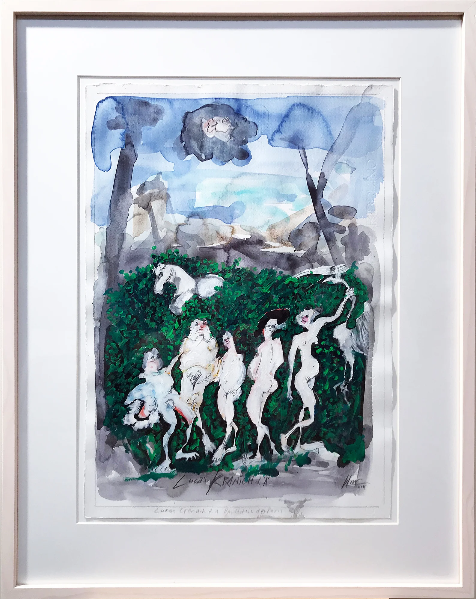 Lukas Kranach d.Ä., 2015, Mischtechnik auf Büttenpapier, 35 x 48 cm, Holzrahmen, Rahmenmass 53 x 68 cm