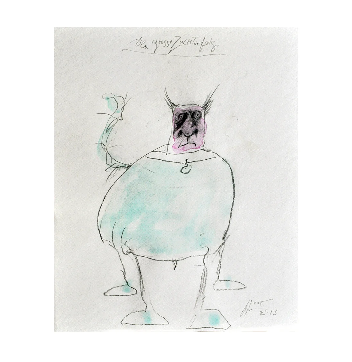 Der grosse Zuchterfolg, 2013, Bleistift Aquarell auf Büttenpapier, 30 x 40 cm, ohne Rahmen