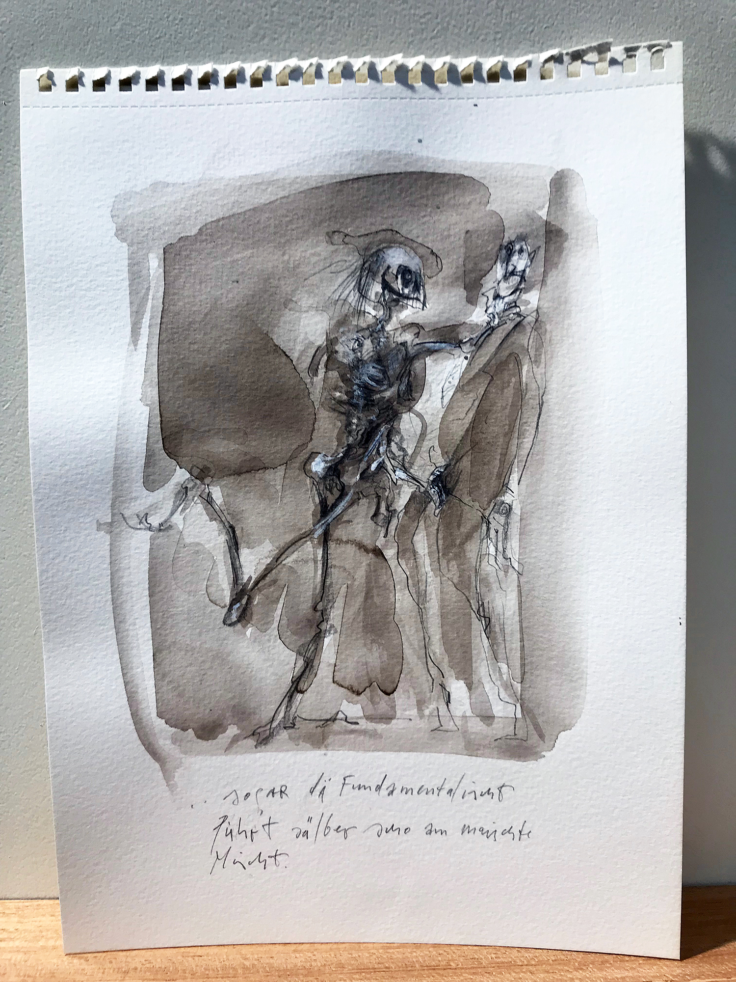 Basler Totentanz, 2015, Mischtechnik auf Büttenpapier, 20 x 28 cm, ohne Rahmen
