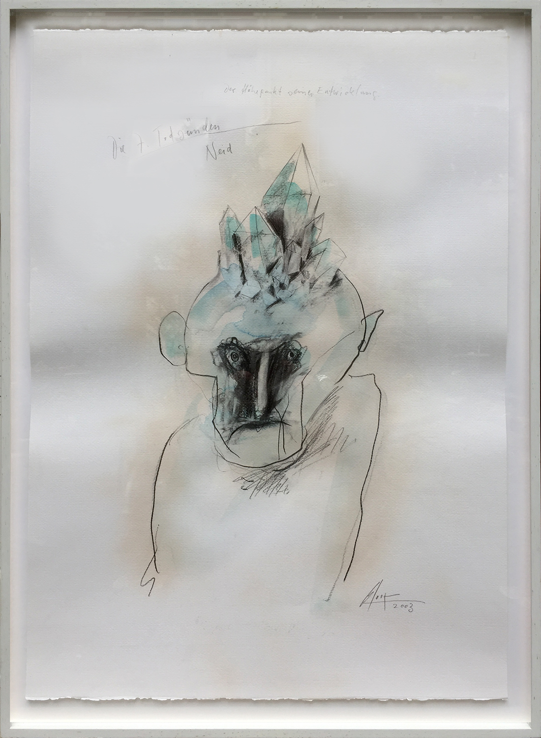 Die 7 Todsünden / Neid, 2003, Mischtechnik auf Büttenpapier, ca. 50 x 70, Holzrahmen, Rahmenmass 56 x 78 cm