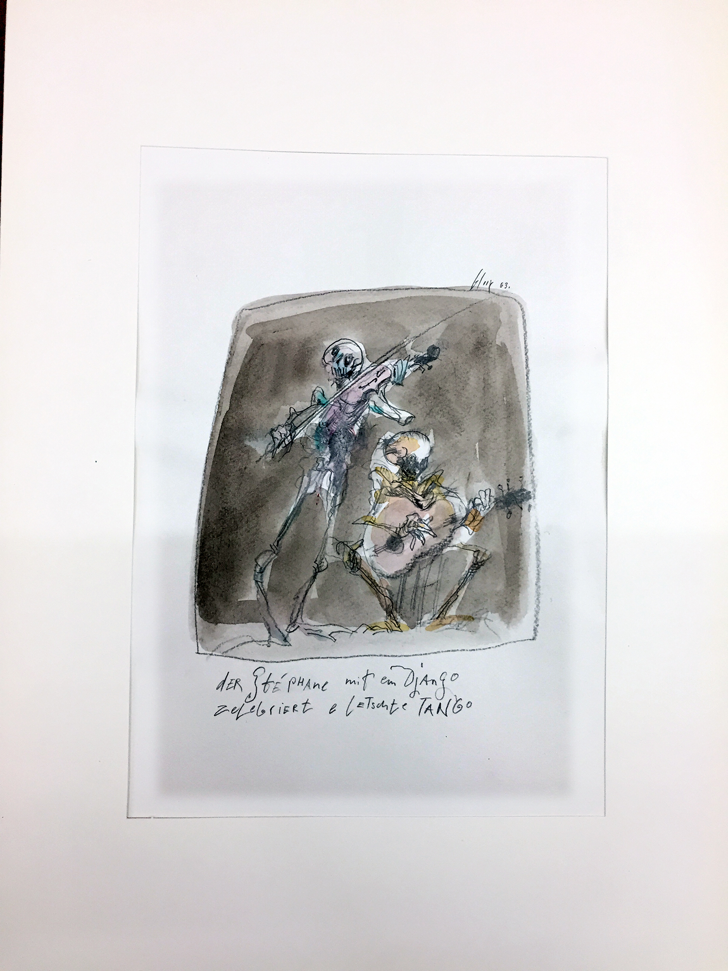 Basler Totentanz, 2003, Mischtechnik auf Zeichenpapier, 20 x 28 cm, ohne Rahmen