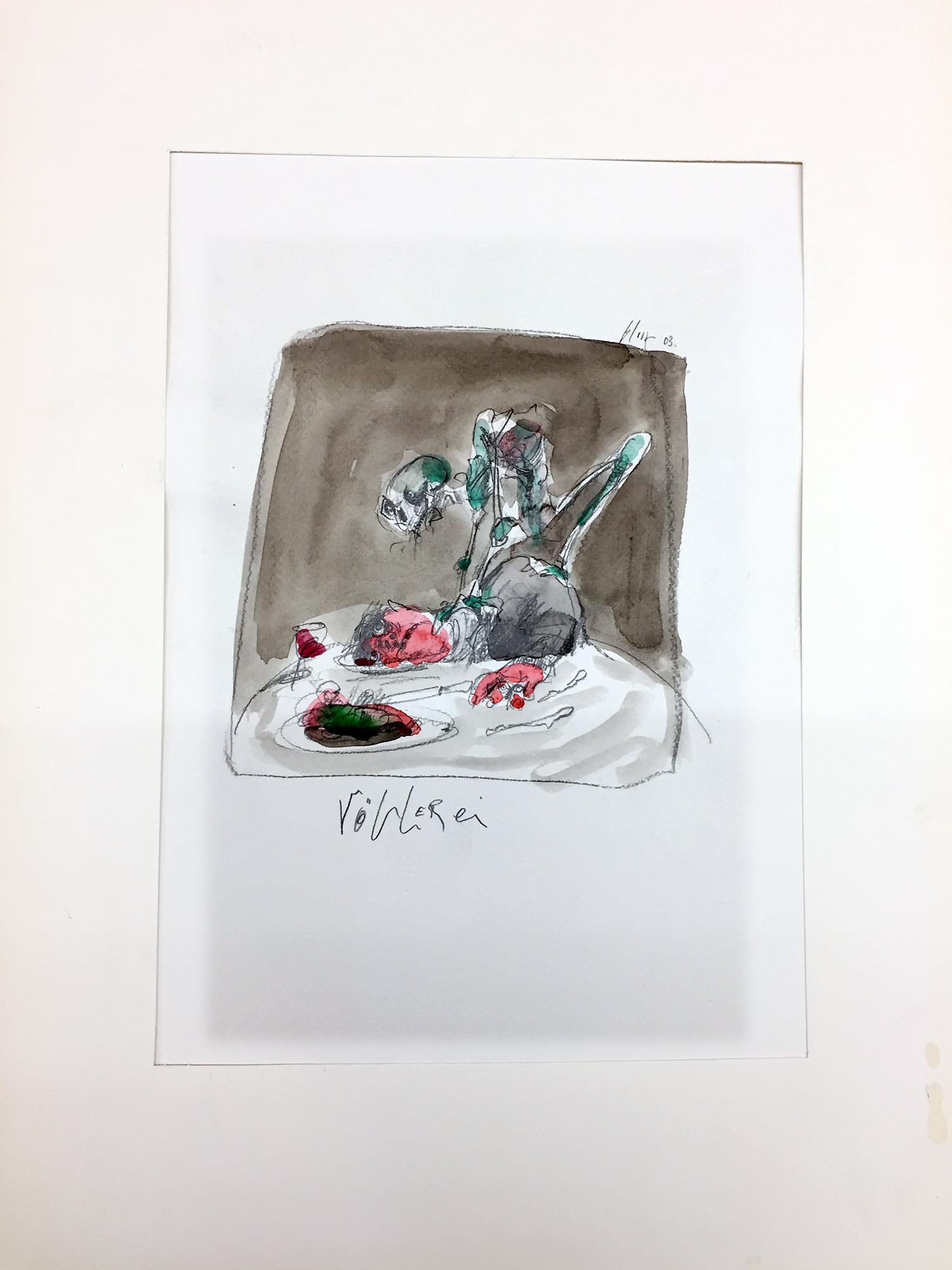 Basler Totentanz, 2003, Mischtechnik auf Zeichenpapier, 20 x 28 cm, ohne Rahmen