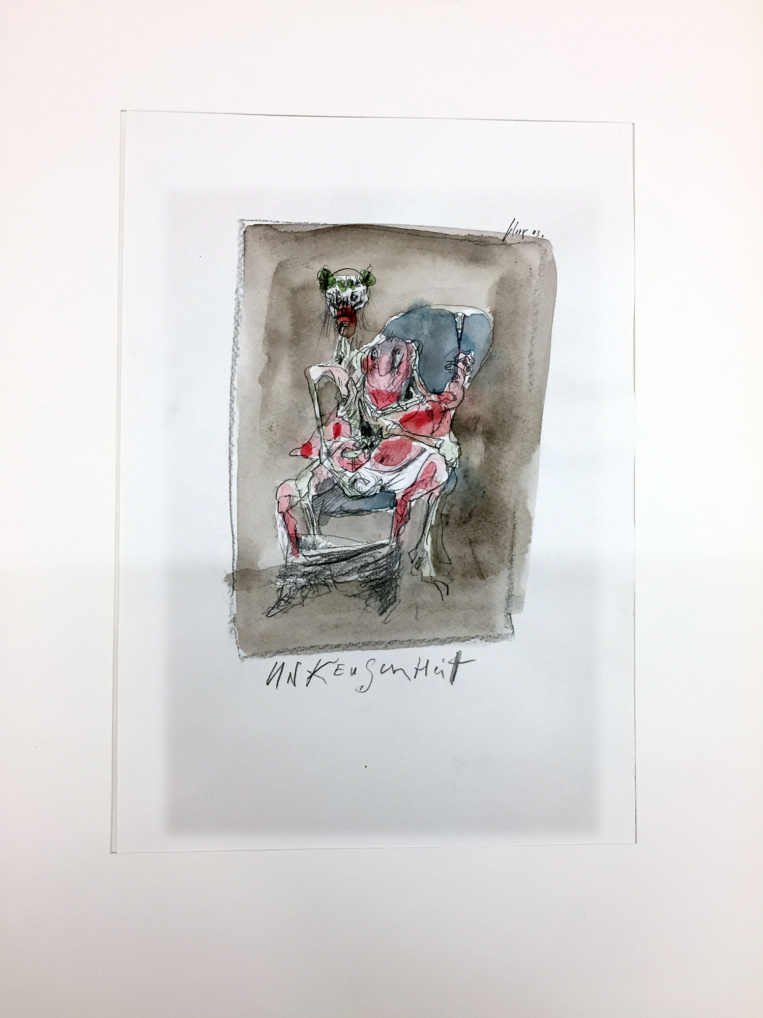 Basler Totentanz, 2003, Mischtechnik auf Zeichenpapier, 20 x 28 cm, ohne Rahmen