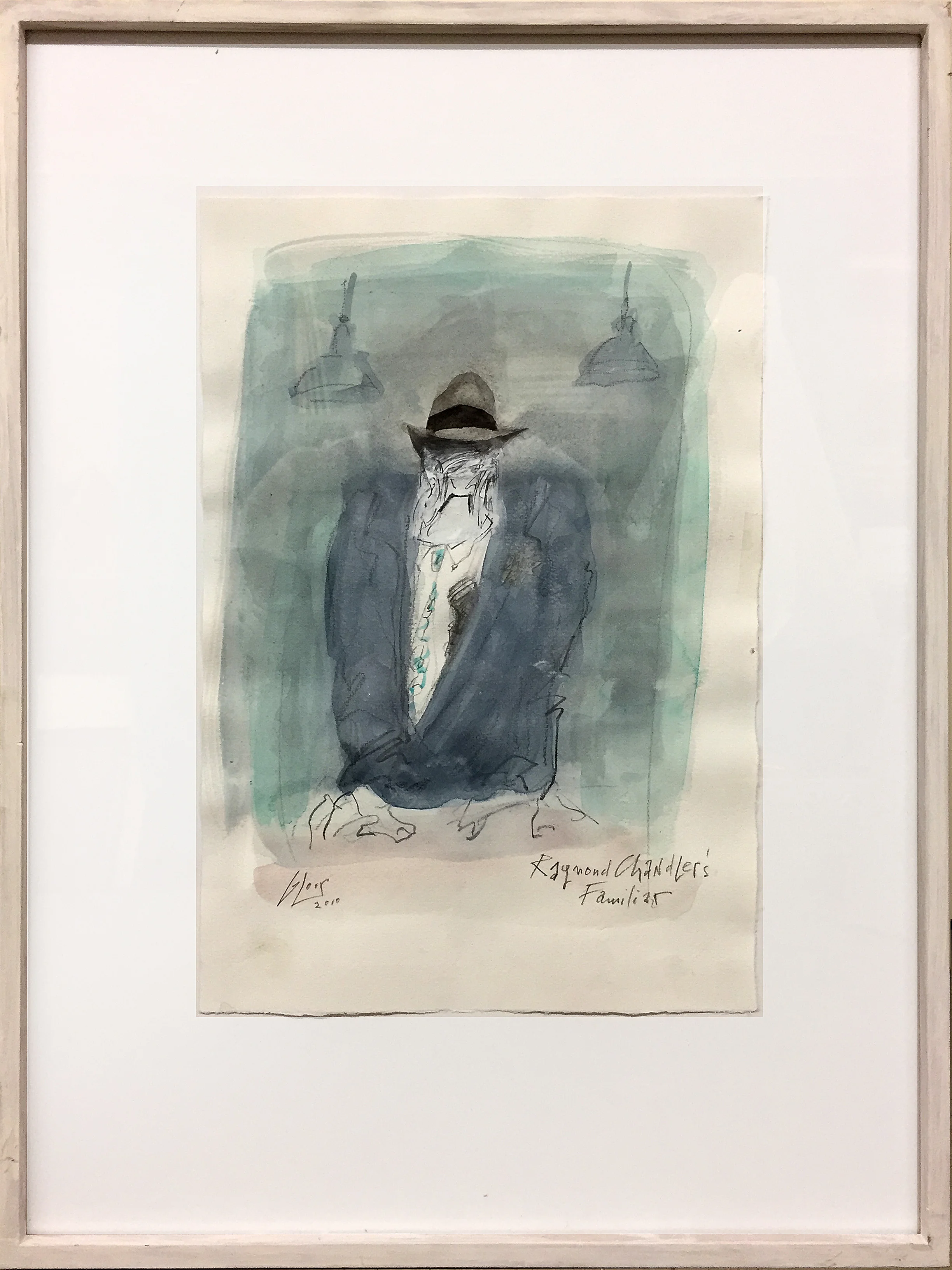 Raymond Chandler Familiar, 2010, Mischtechnik auf Büttenpapier, ca. 22 x 32 cm