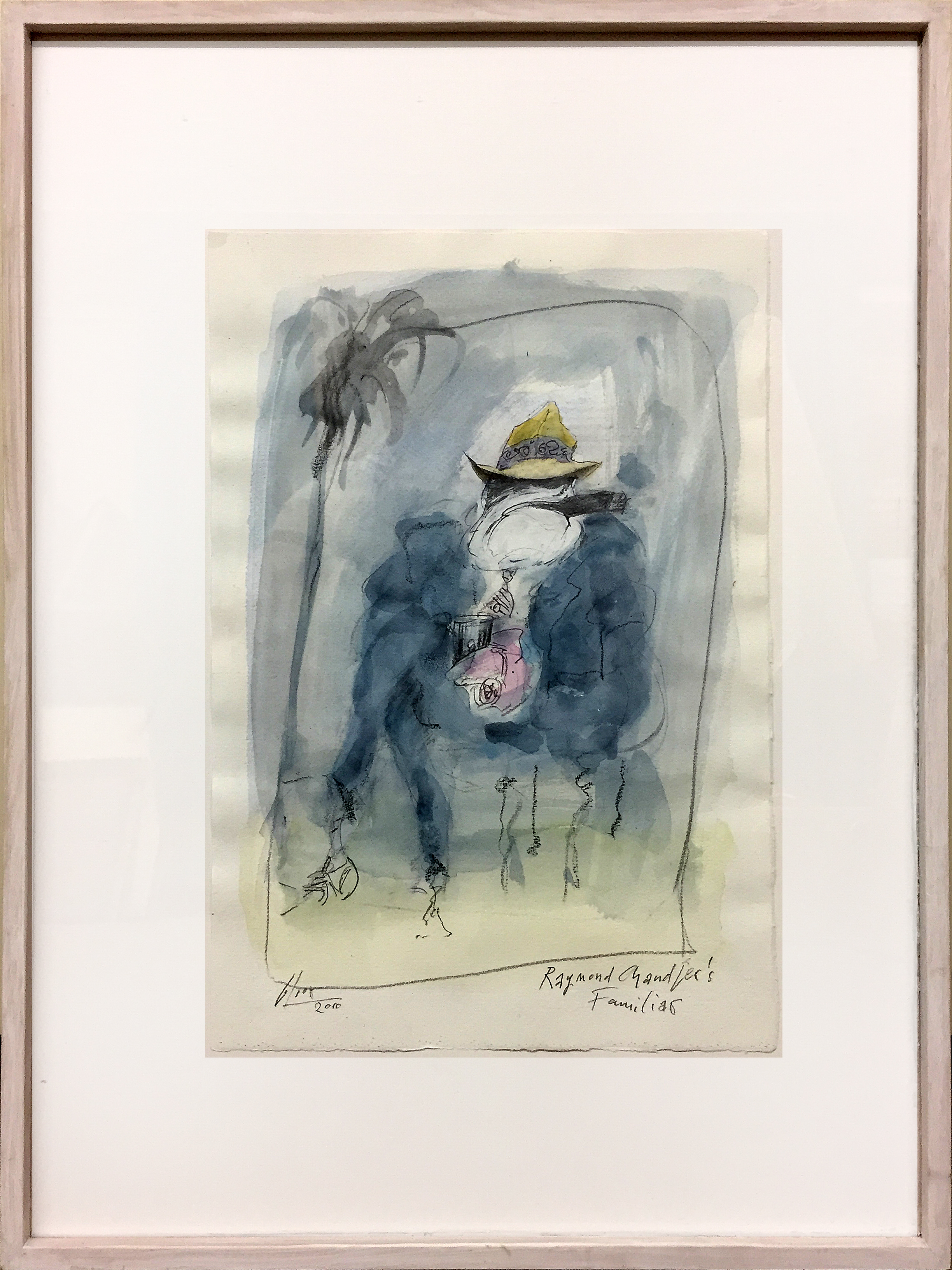 Raymond Chandler Familiar, 2010, Mischtechnik auf Büttenpapier, ca. 22 x 32 cm