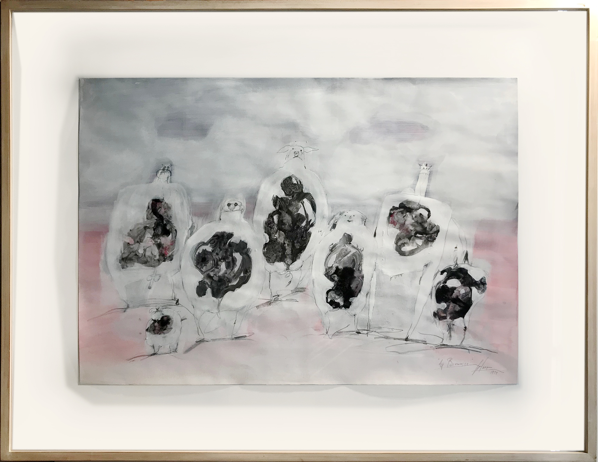 Die Biomasse, 1994, Mischtechnik auf Büttenpapier, 100 x 70 cm, Rahmenmass 134 x 100 cm