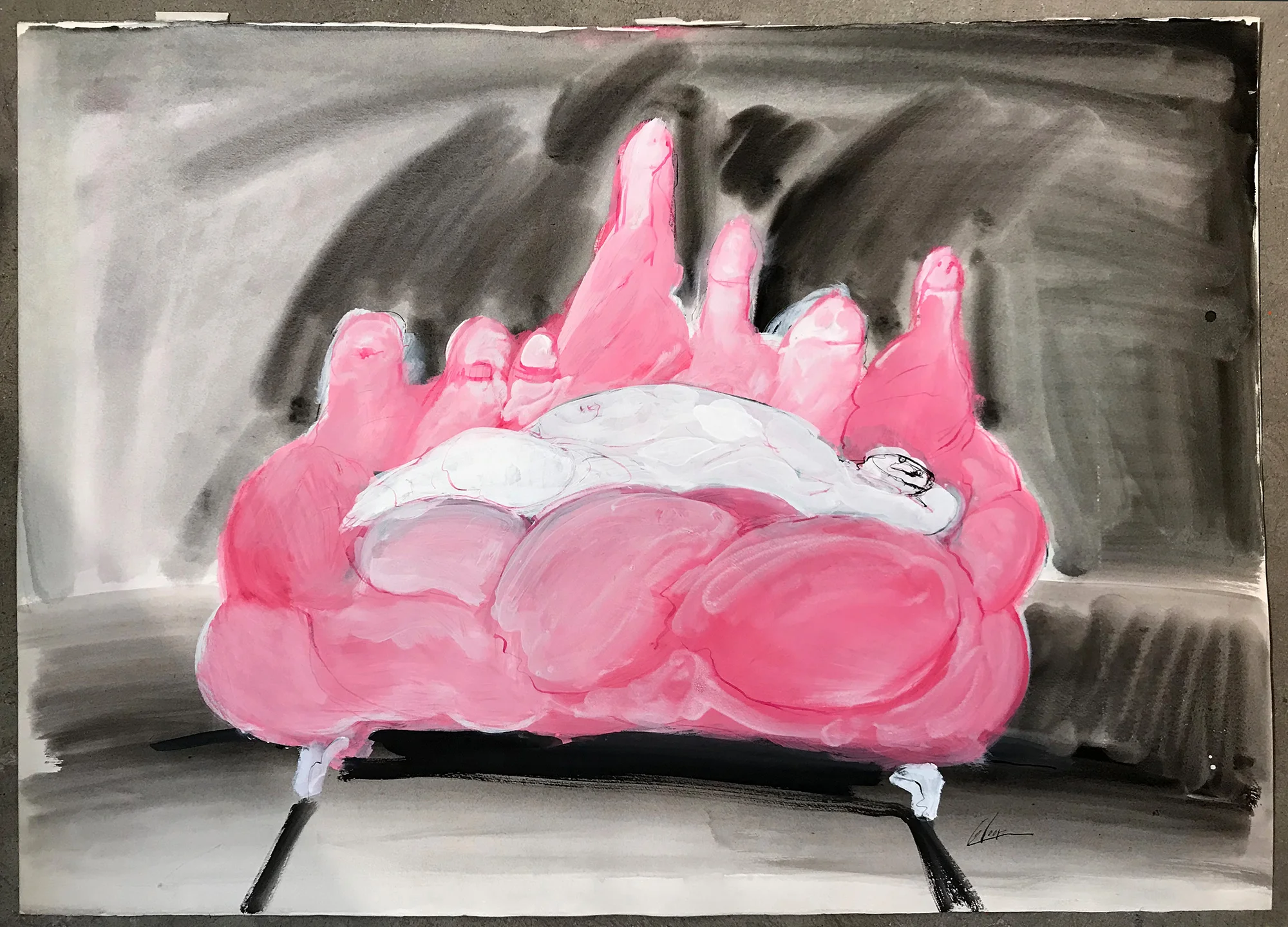 Ohne Titel, 2003, Mischtechnik auf Büttenpapier, 100 x 70 cm, ohne Rahmen