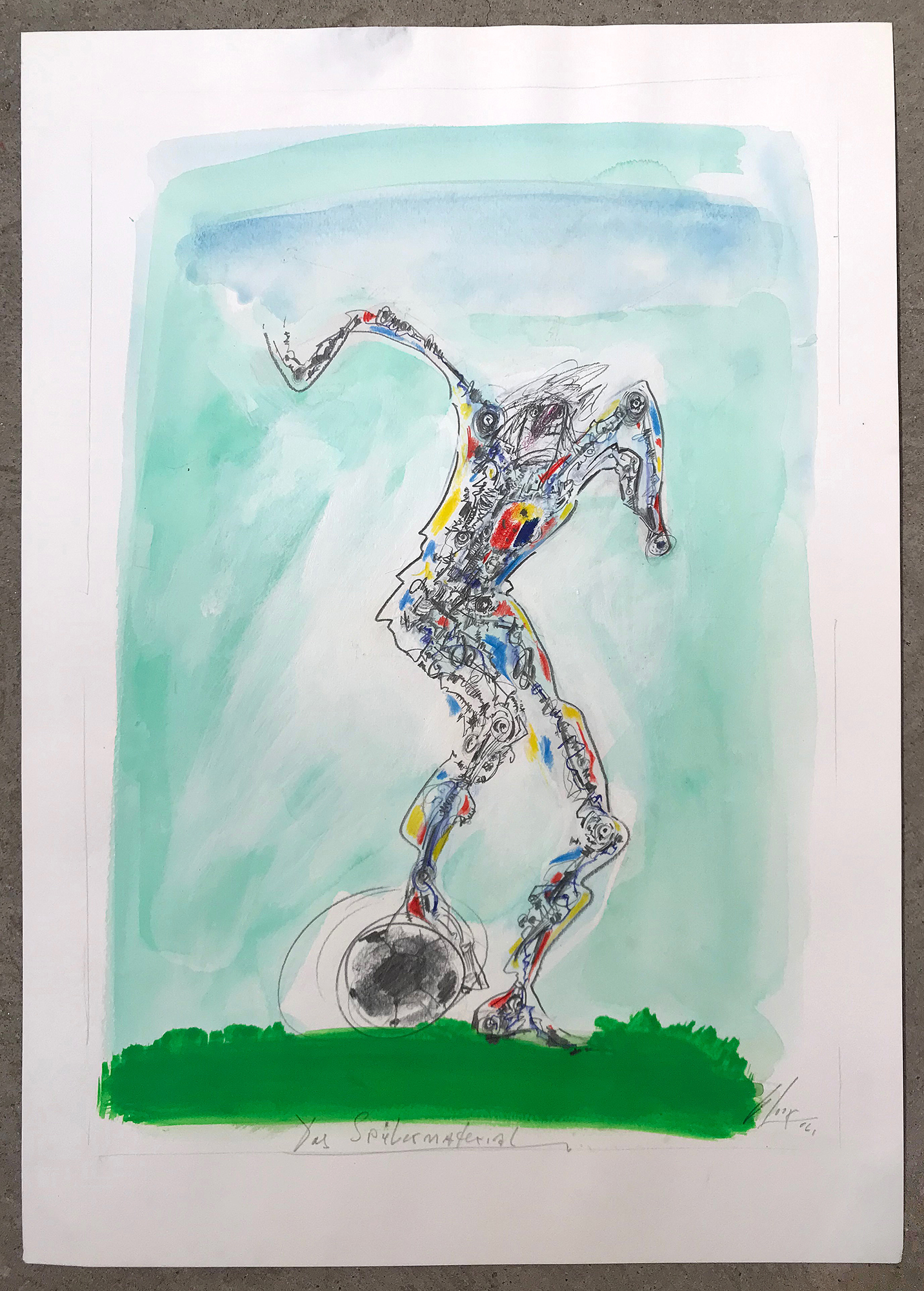 Das Spülermaterial, 2001, Mischtechnik auf Büttenpapier, 34 x 48 cm, ohne Rahmen