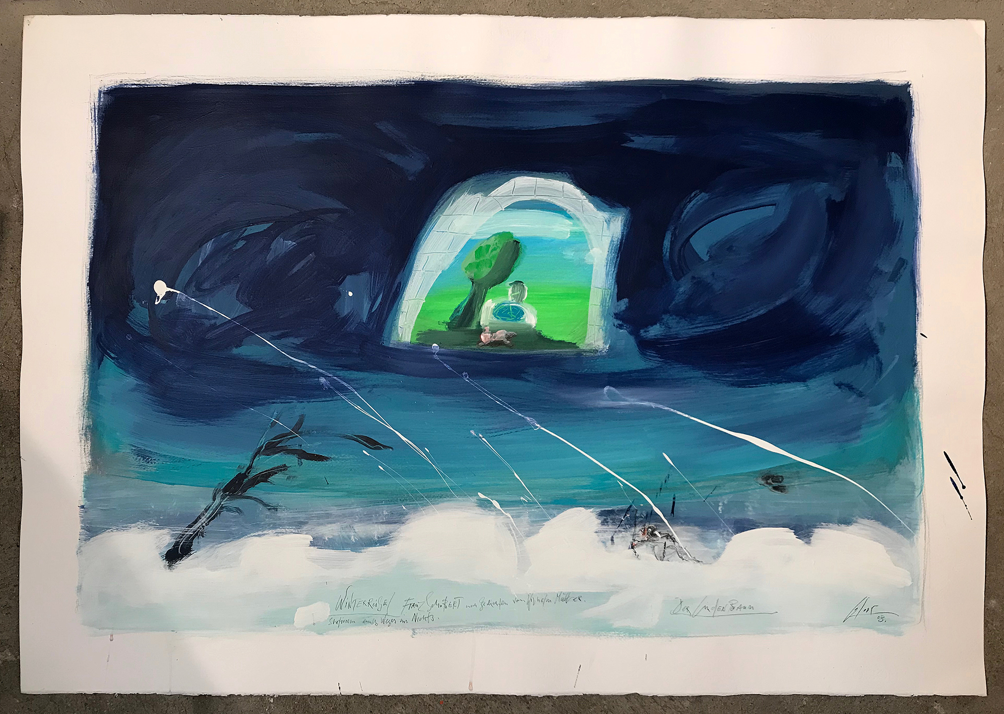 Winterreise, 2003, Mischtechnik auf Büttenpapier, 100 x 70 cm, ohne Rahmen