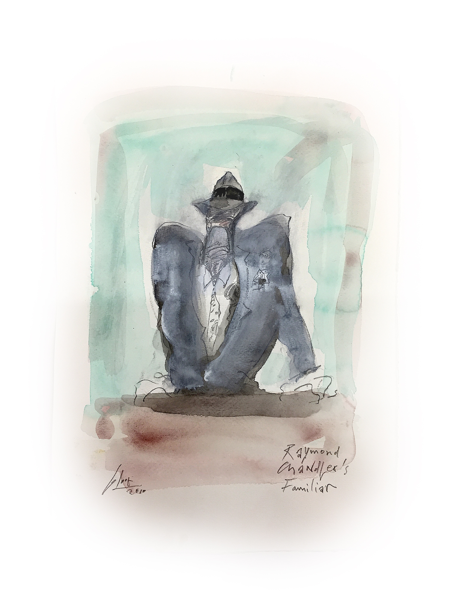 Raymond Chandler Familiar, 2010, Mischtechnik auf Zeichenpapier, ca. 20 x 28 cm