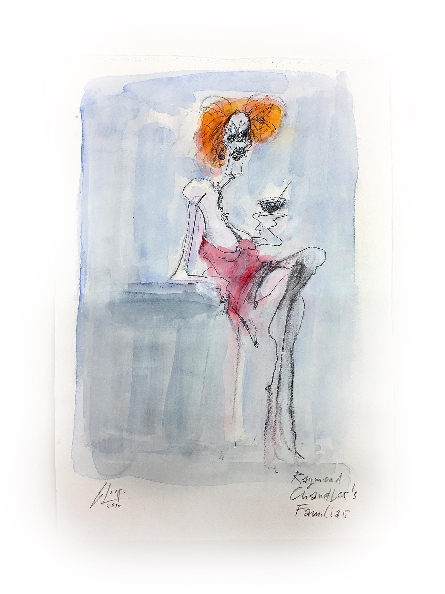 Raymond Chandler Familiar, 2010, Mischtechnik auf Zeichenpapier, ca. 20 x 28 cm