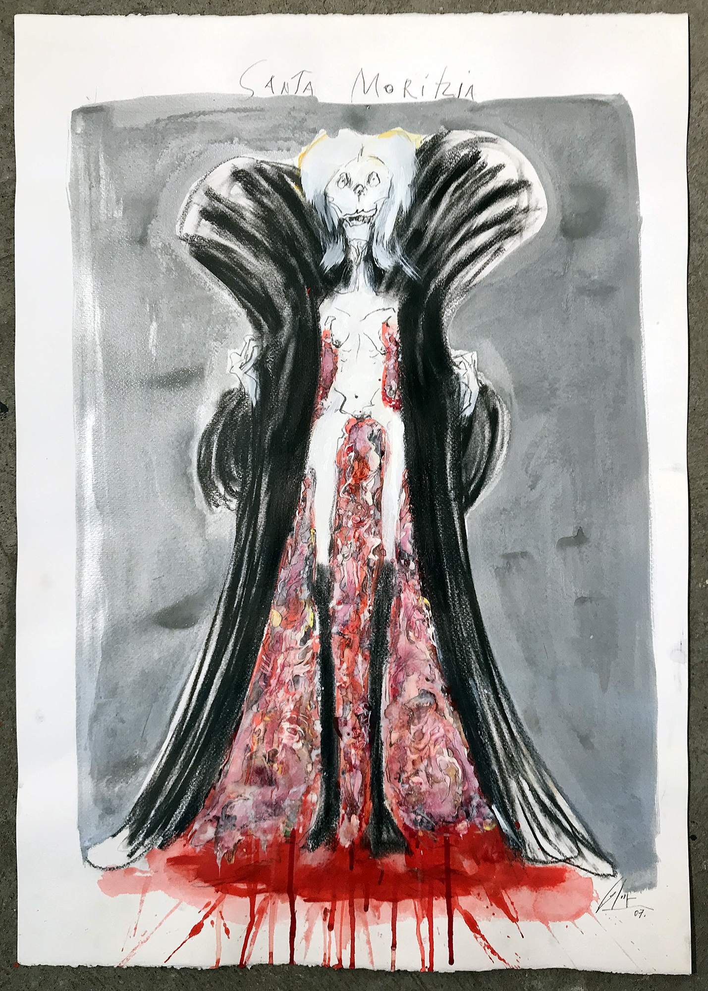 Santa Moritzia, 2007, Mischtechnik auf Büttenpapier, ca. 50 x 70, ohne Rahmen