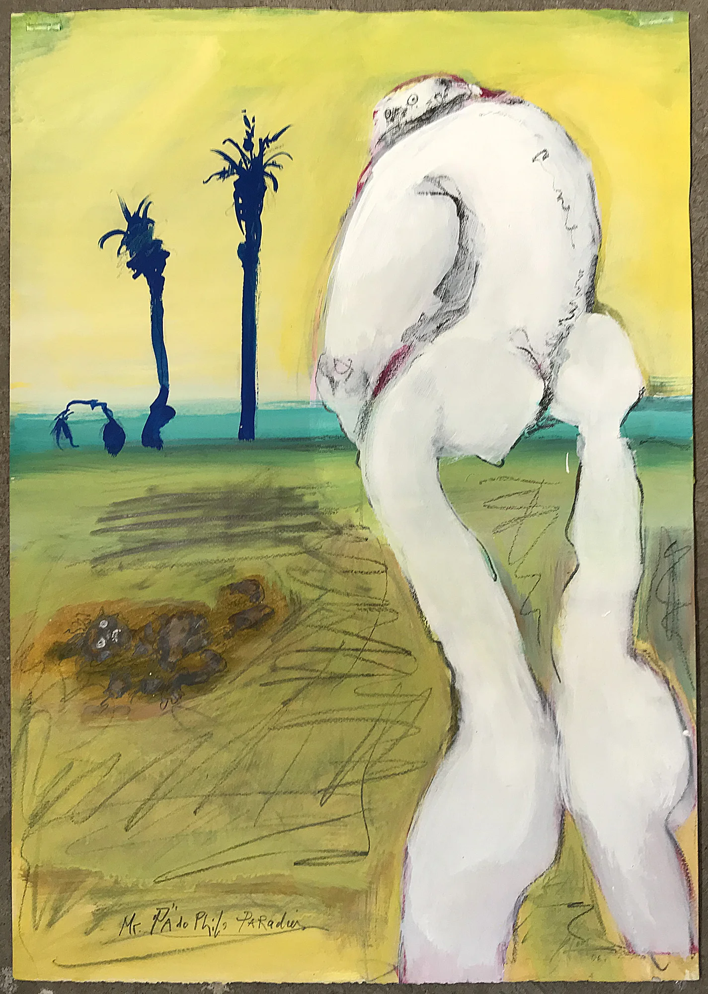 Mr. Pädo Phil Paradies, 2007, Mischtechnik auf Büttenpapier, ca. 50 x 70, ohne Rahmen
