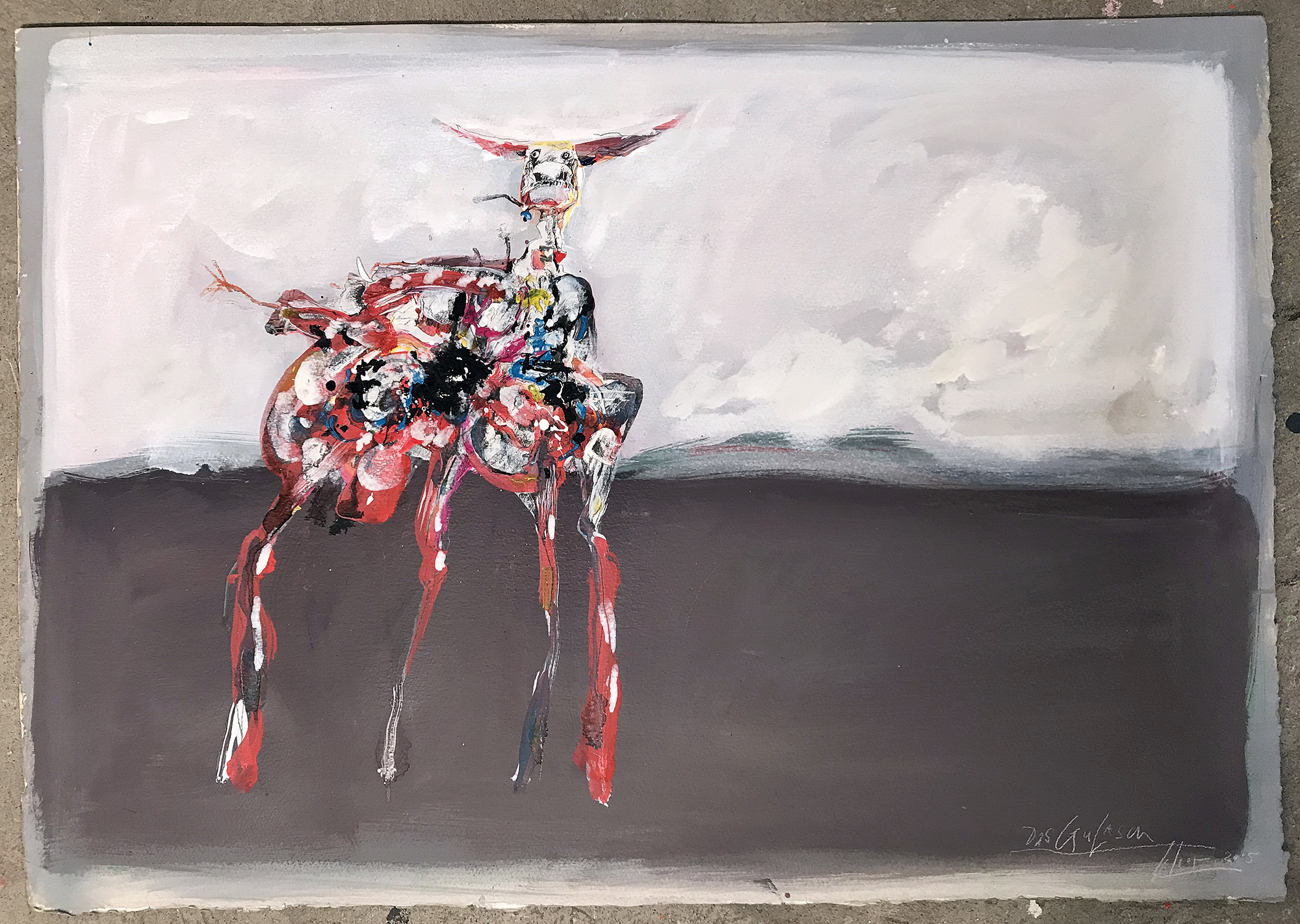 Das Gulasch, 2005, Mischtechnik auf Büttenpapier, 100 x 70 cm, ohne Rahmen
