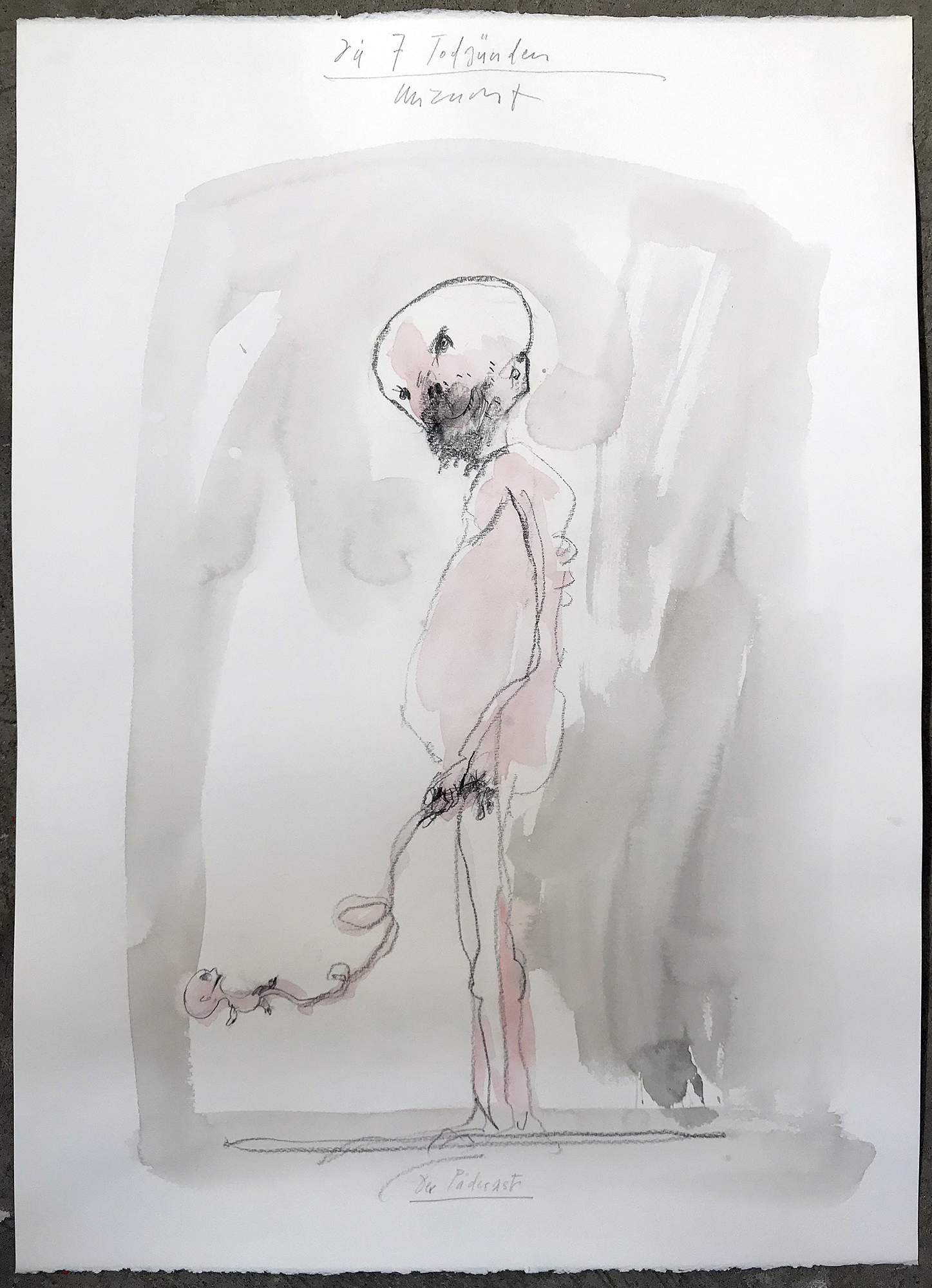Die 7 Todsünden / Unzucht / Entwurf, 2003, Mischtechnik auf Büttenpapier, ca. 50 x 70, ohne Rahmen