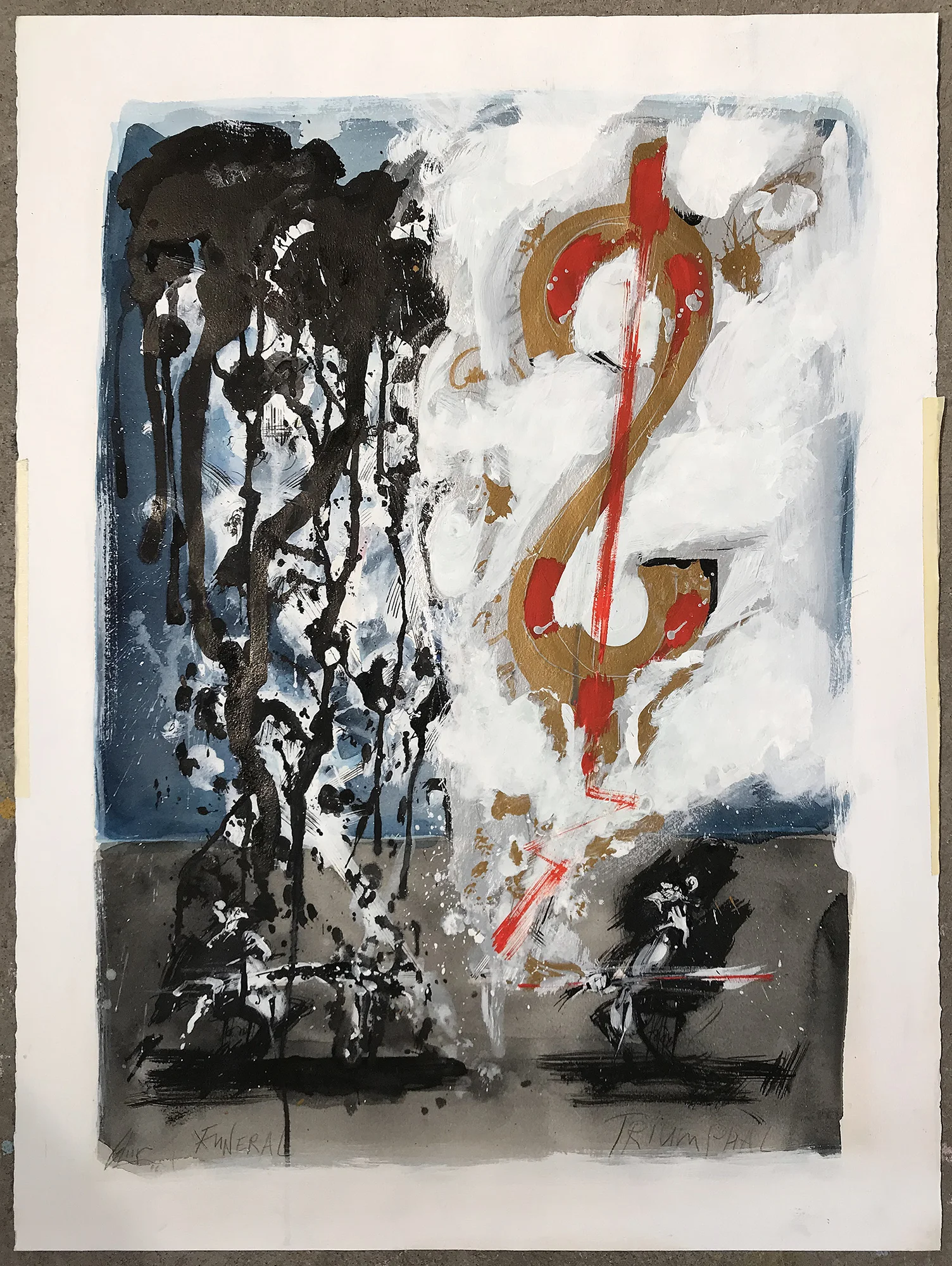 Funeral Triumphal, 2006, Mischtechnik auf Büttenpapier, 62 x 85 cm, ohne Rahmen