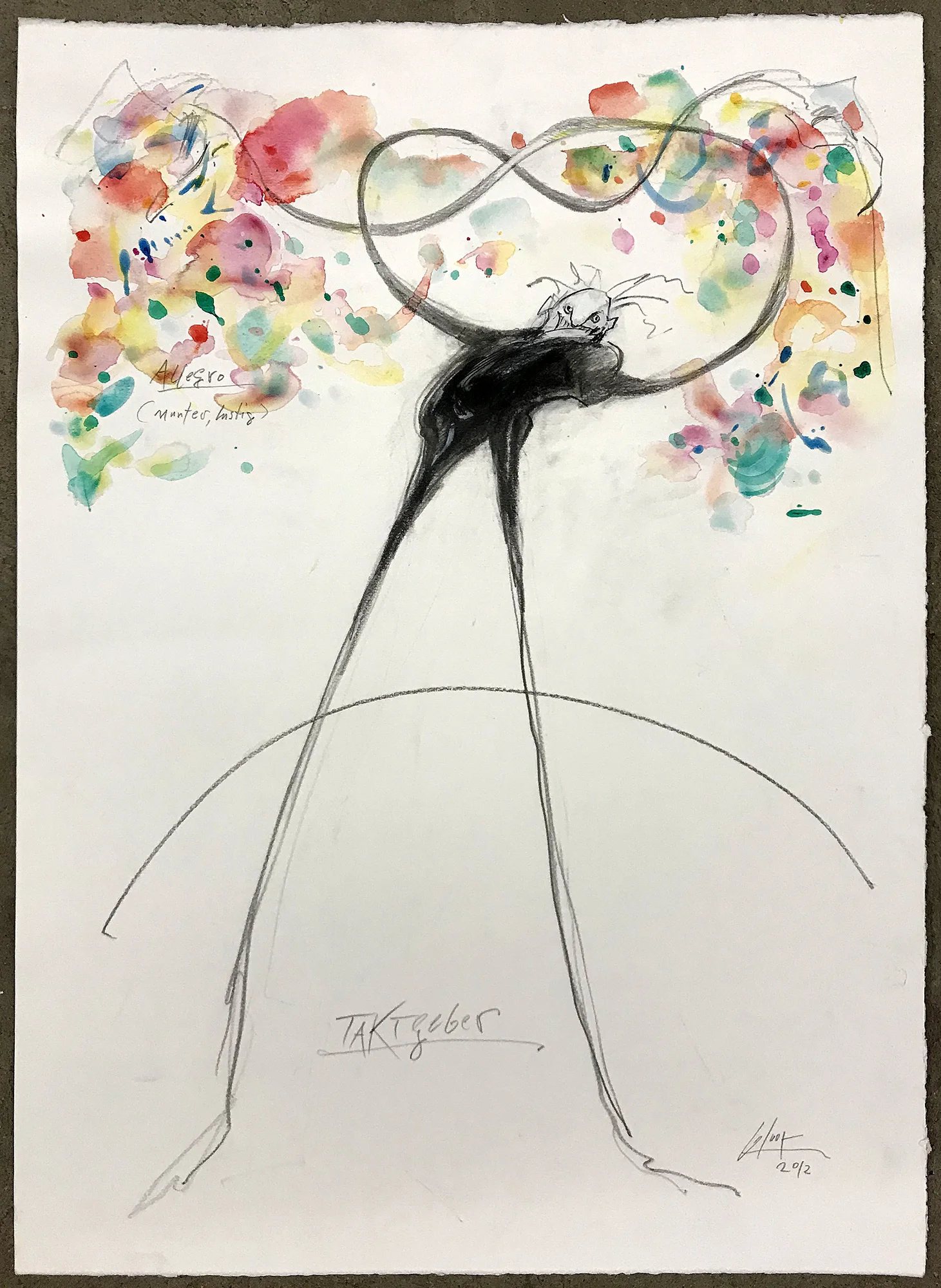 Taktgeber / Allegro, 2012, Mischtechnik auf Büttenpapier, ca. 40 x 60, ohne Rahmen