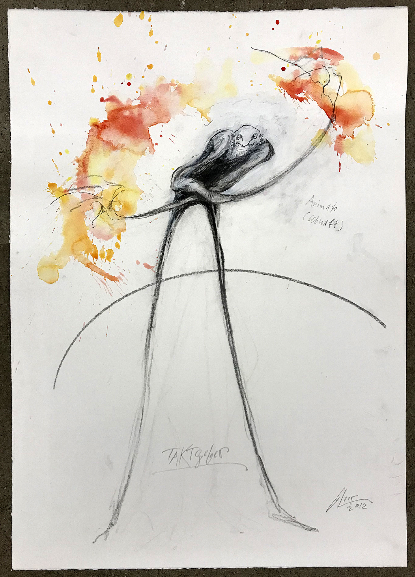 Taktgeber / Animato, 2012, Mischtechnik auf Büttenpapier, ca. 40 x 60, ohne Rahmen