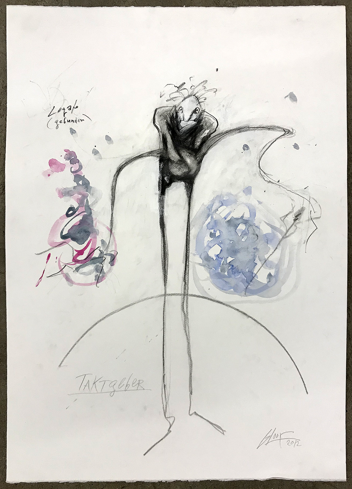 Taktgeber / Legato, 2012, Mischtechnik auf Büttenpapier, ca. 40 x 60, ohne Rahmen