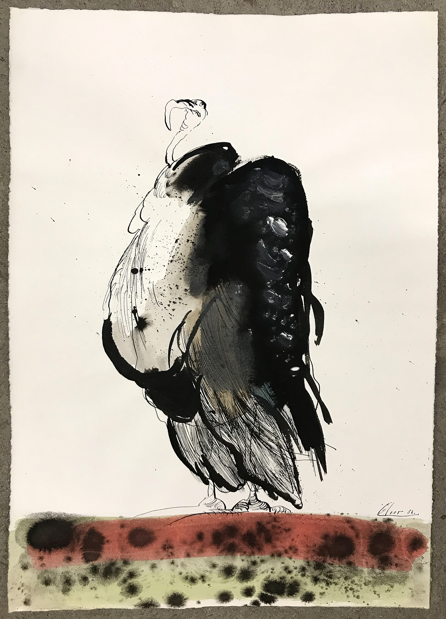 Geier, 1986, Tusche auf Büttenpapier, 32 x 45 cm, ohne Rahmen