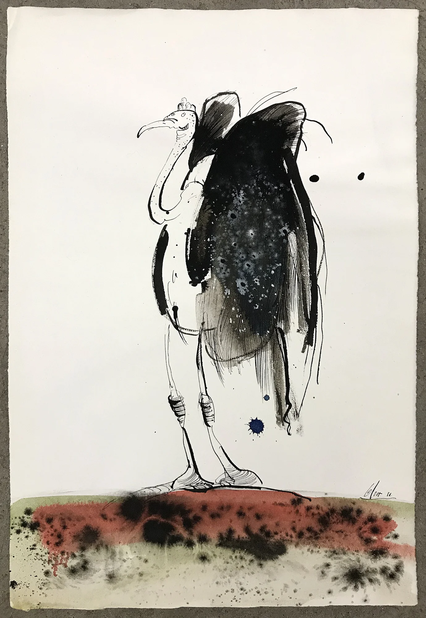 Truthahn, 1986, Tusche auf Büttenpapier, 32 x 45 cm, ohne Rahmen