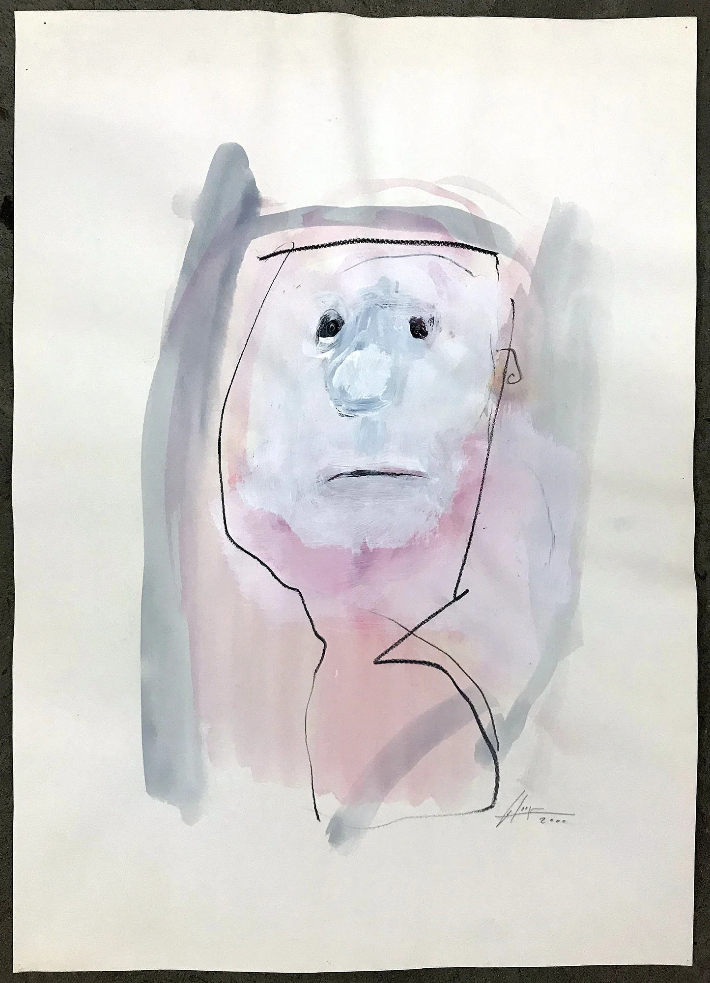 Porträt, 2000, Mischtechnik auf Zeichenpapier, 40 x 60 cm, ohne Rahmen