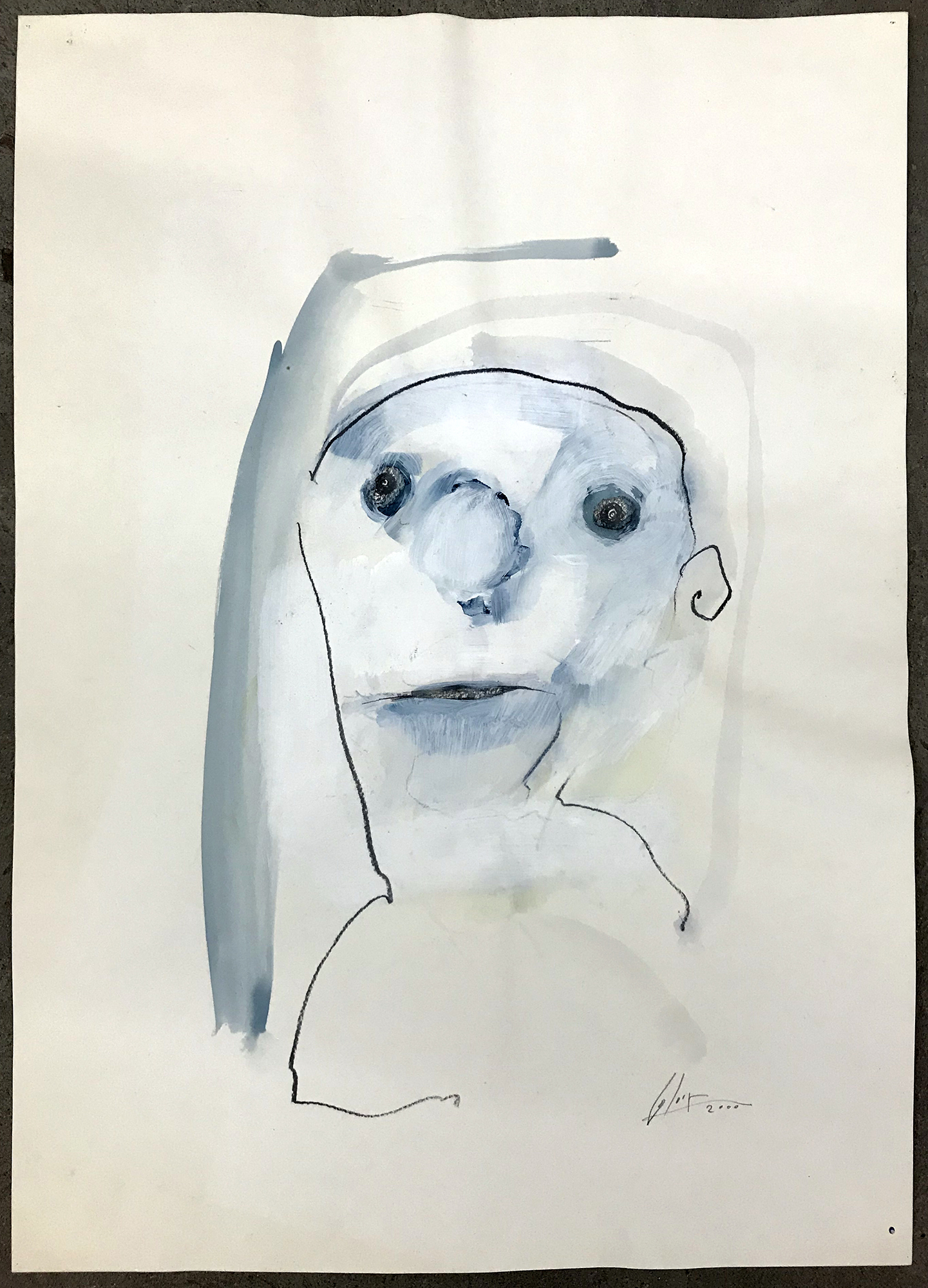 Porträt, 2000, Mischtechnik auf Zeichenpapier, 40 x 60 cm, ohne Rahmen