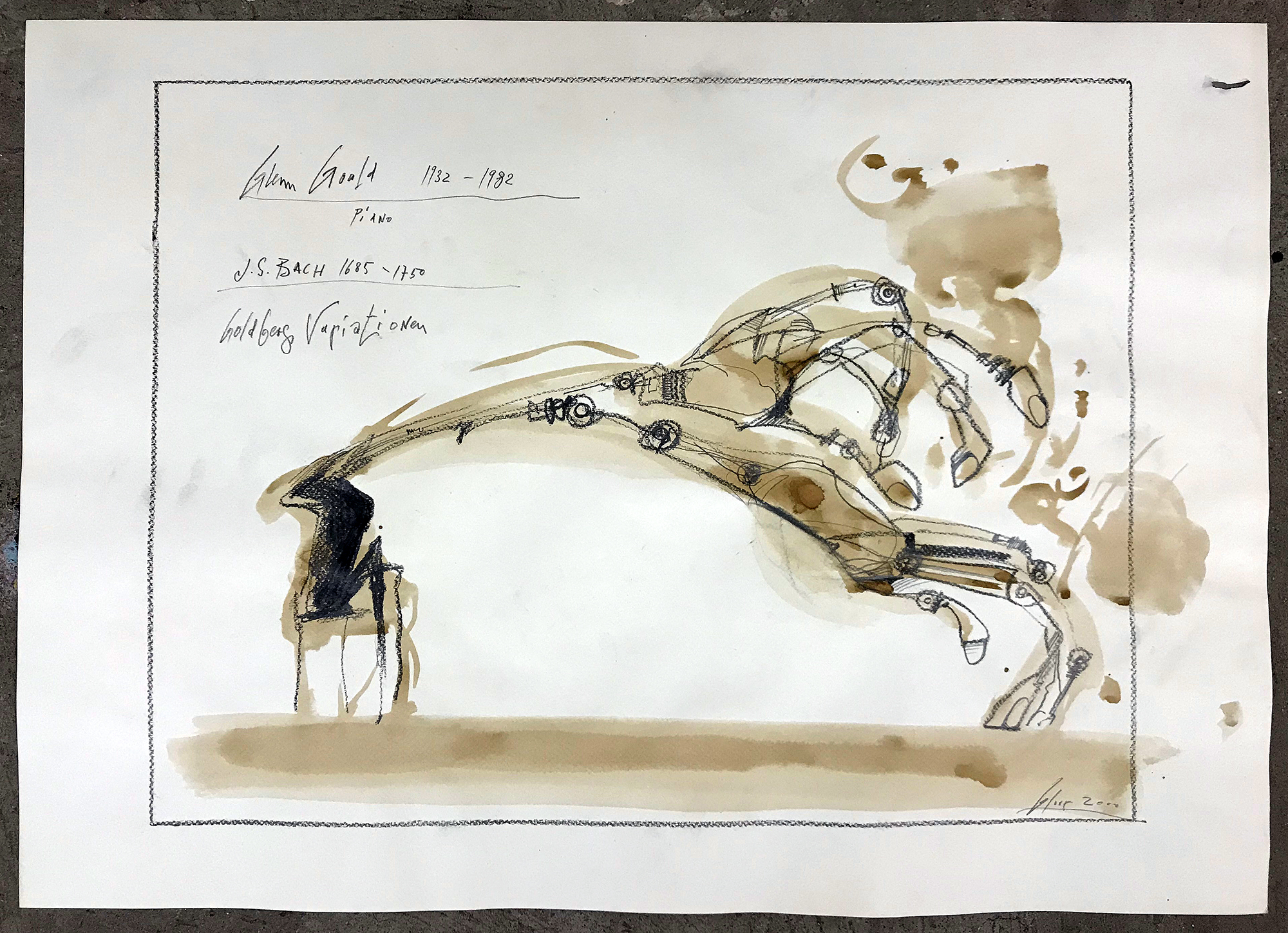 Goldberg Variationen, 2011, Bleistift und Gouache auf Zeichenpapier, 70 x 50, ohne Rahmen