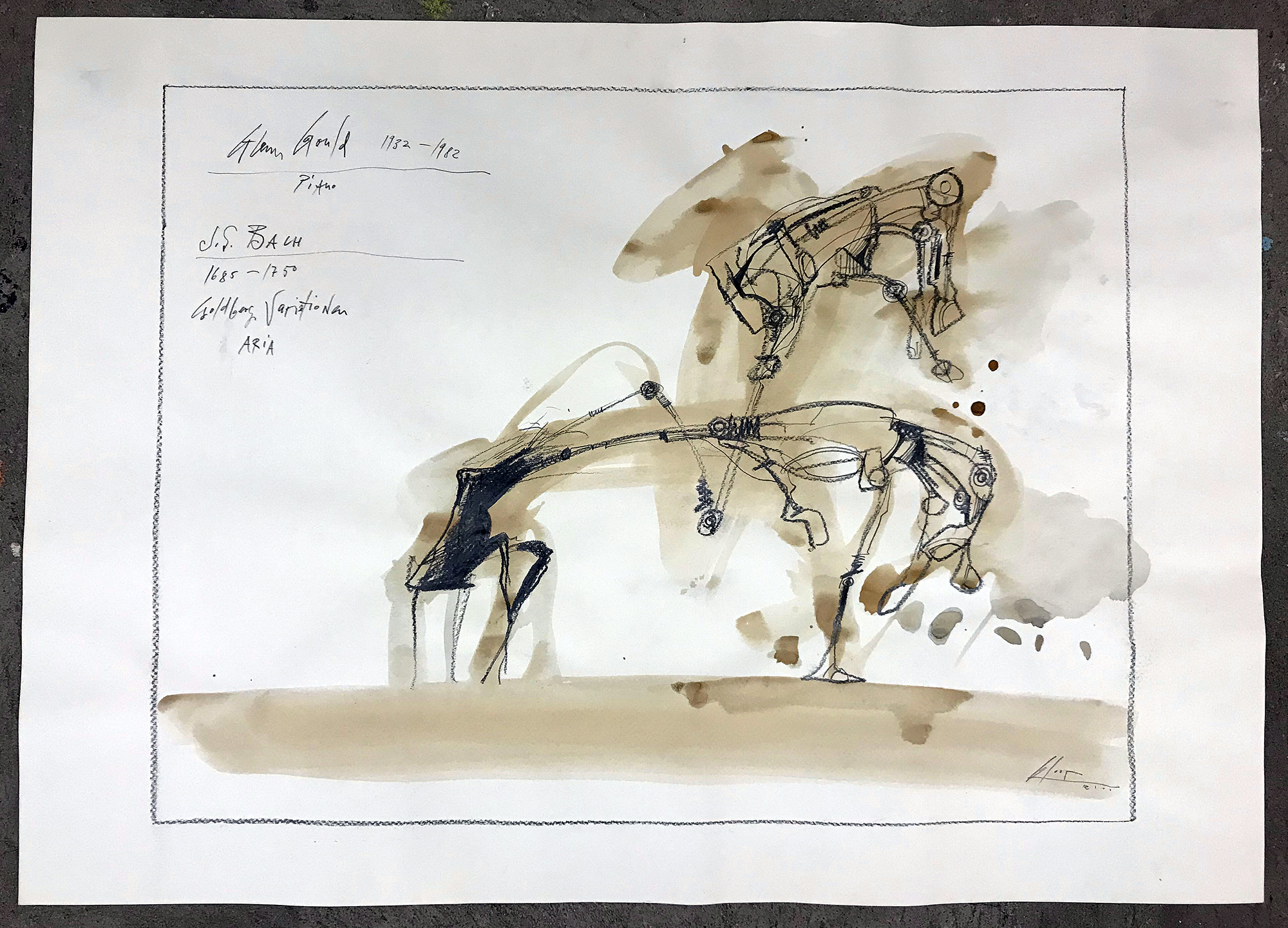 Goldberg Variationen, 2011, Bleistift und Gouache auf Zeichenpapier, 70 x 50, ohne Rahmen