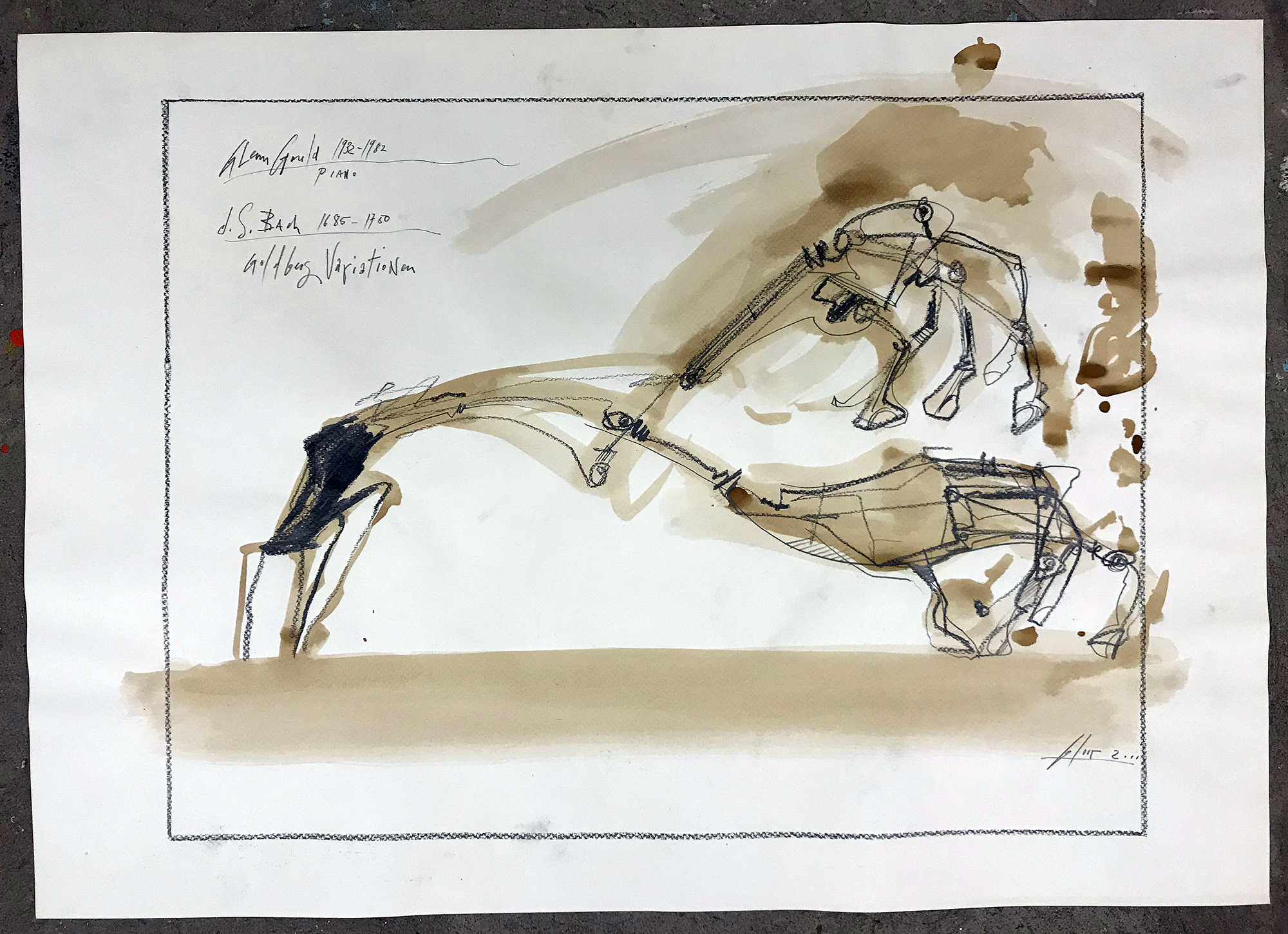 Goldberg Variationen, 2011, Bleistift und Gouache auf Zeichenpapier, 70 x 50, ohne Rahmen
