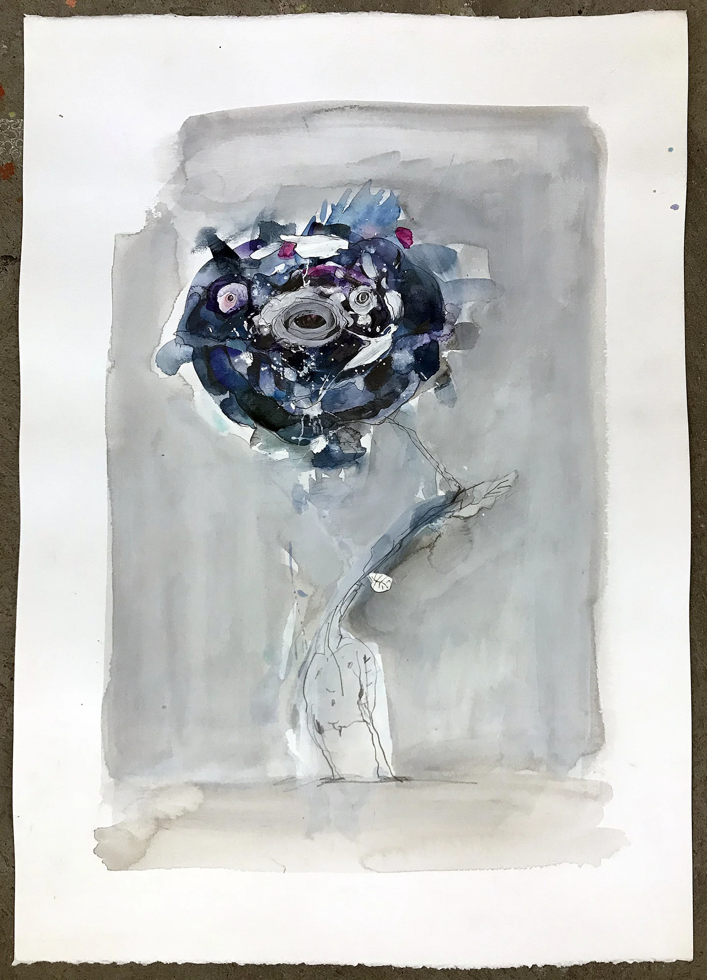 Blumenköpfe, o.D., Mischtechnik auf Büttenpapier, 50 x 70 cm, ohne Rahmen