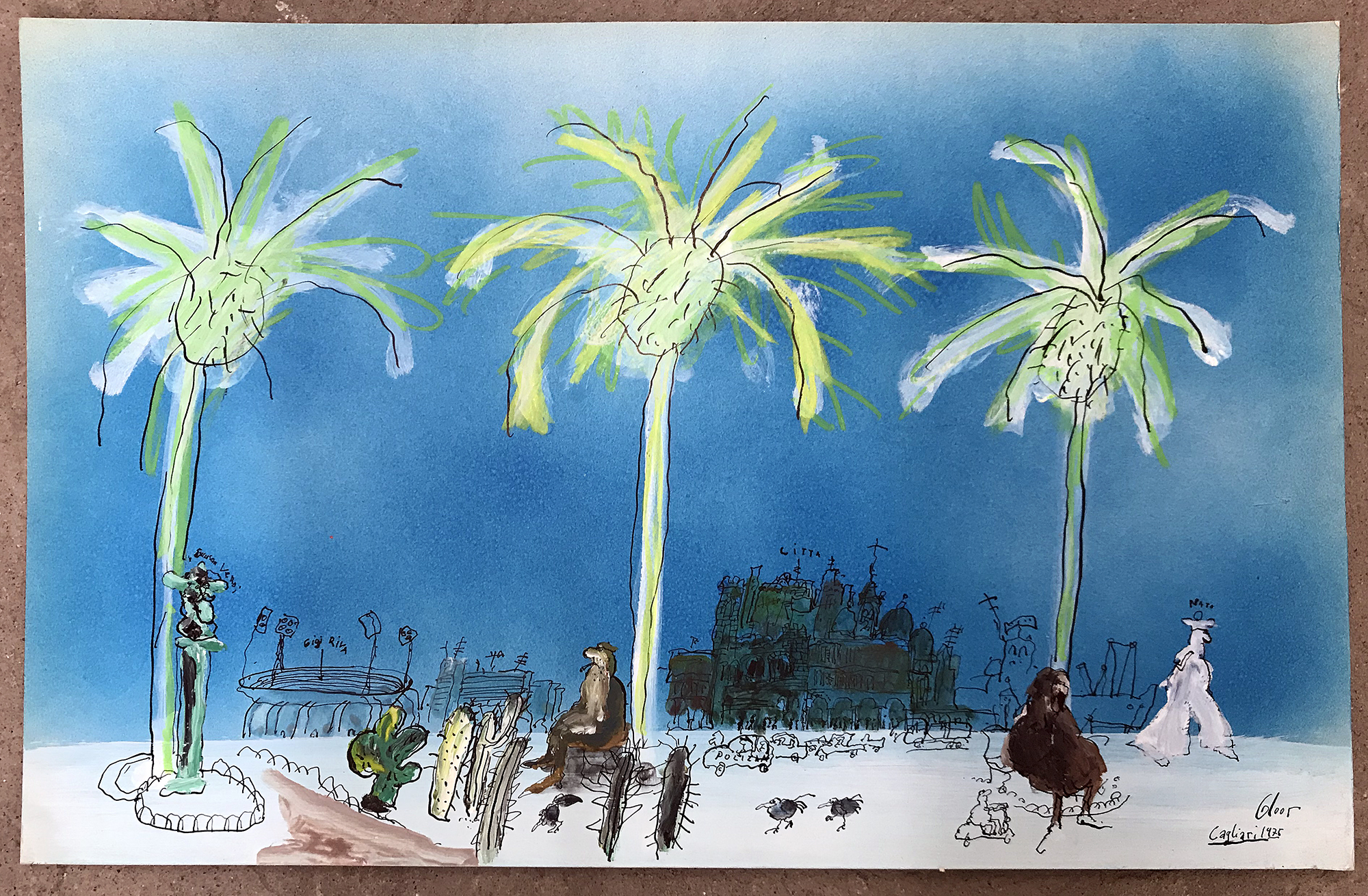 Cagliari, 1975, Mischtechnik auf Karton, 55 x 35 cm, ohne Rahmen