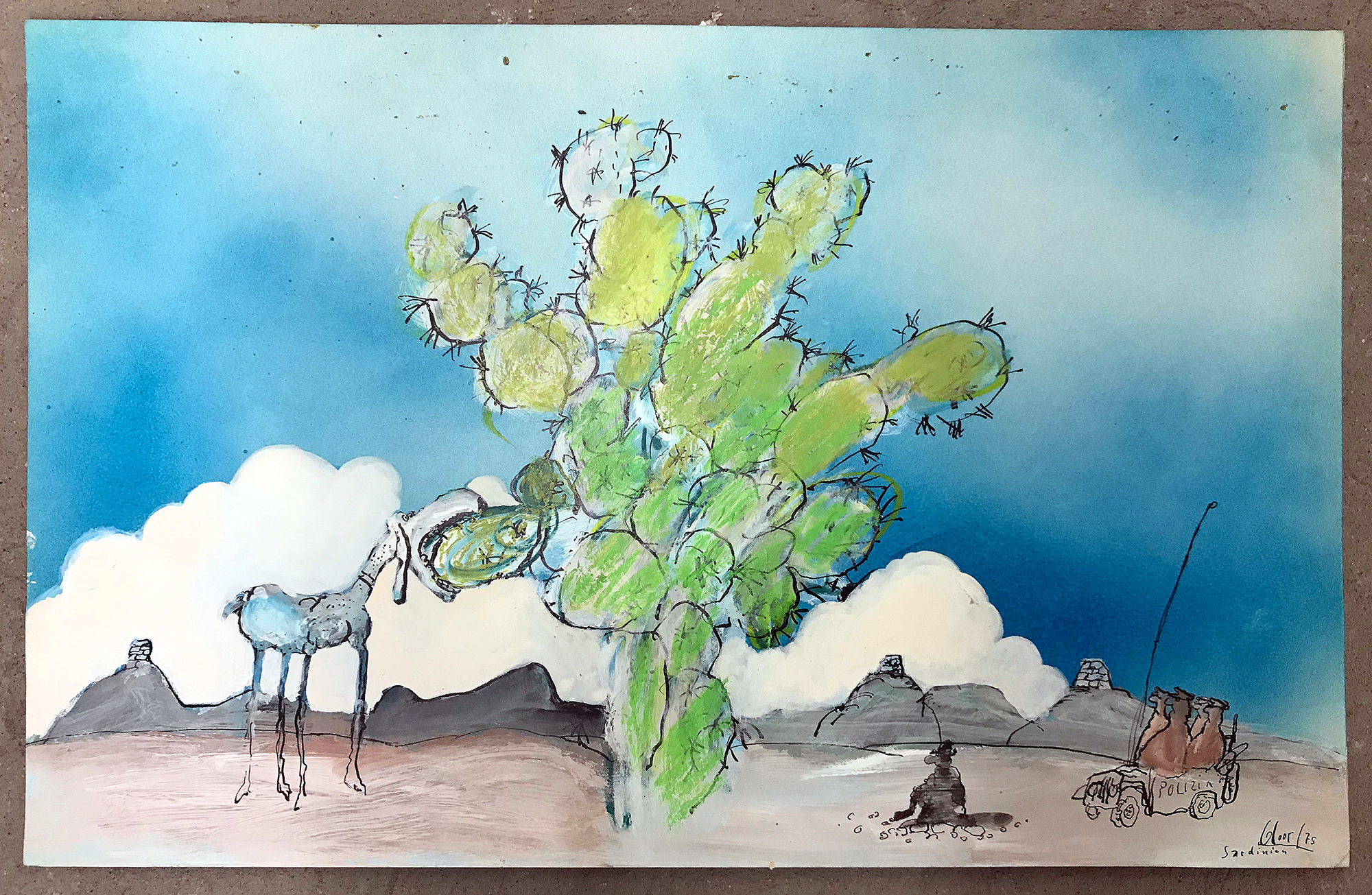 Sardinien, 1975, Mischtechnik auf Karton, 55 x 35 cm, ohne Rahmen