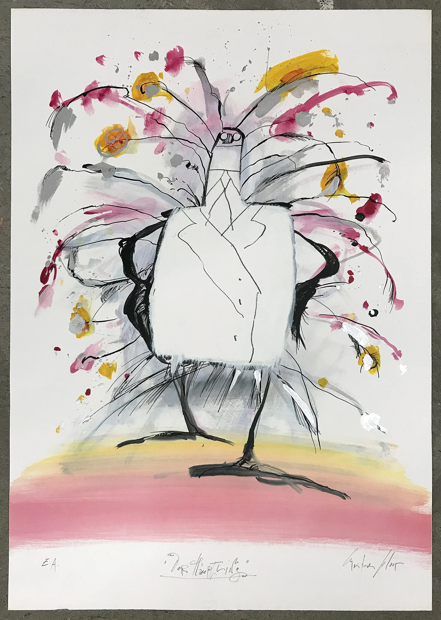 Der Häuptling, o.D., Mischtechnik auf Papier, 40 x 68 cm, ohne Rahmen