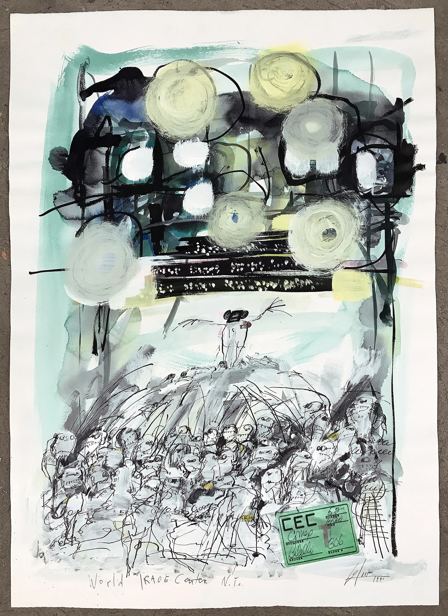 World Trade Center, 1990, Mischtechnik auf Papier, 50 x 70 cm, ohne Rahmen