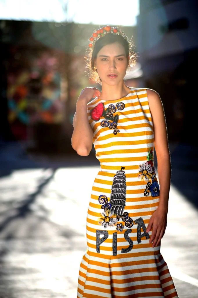 Sandra Caliano of Neal Hamil Models is wearing an Dolce & Gabbana dress, $7,945, at River Oaks District. Hair/makeup by Tree Vaello and fashion styling by Joy Sewing ( Gary Coronado / Houston Chronicle ) As fashion weeks from New York to Milan send choreographed collections down the catwalk, and fashion writers and bloggers share those images on social media, customers are often on the edge of their seats waiting and wanting. High fashion comes fast, and it now arrives locally at the new River Oaks District, the 650,000-square-foot luxury shopping and mixed-use, development between Highland Village and the Galleria. Houston's version of Beverly Hills' Rodeo Drive showcases all things fashion. More
