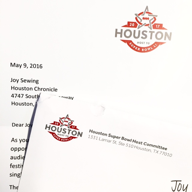 I've been selected to be on the media committee for the Houston Super Bowl Host Committee, which is the organization in charge of the Super Bowl in Houston in2017. Not sure what it means, but it sounds pretty cool. Last time the Super Bowl was in Houston, I was covering it for People magazine. Let's just say, Janet Jackson's nipple-gate kept me very busy.