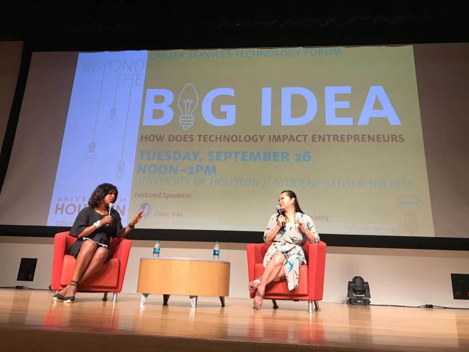 I"m putting it out in the universe: I want to share #YearOfJoy on a TED Talk stage one day. Universe, are you listening? Until then, I'm basking in the professional high of today's #BeyondTheBigIdea symposium at University of Houston. Project Runway Season 2 and Houston fashion designer Chloe Dao and I were on stage for an intimate discussion about the fashion and media industries and how technology is changing our world.