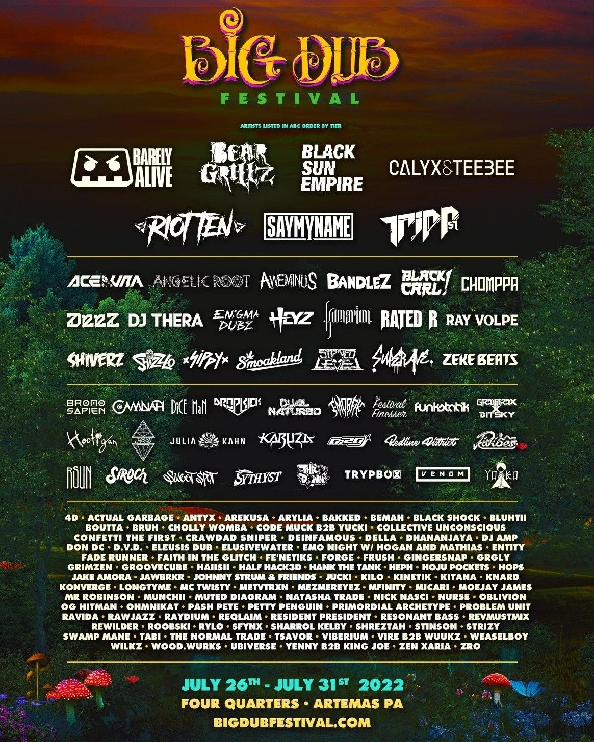 BIG DUB FESTIVAL - Artemas, PA - 18+
