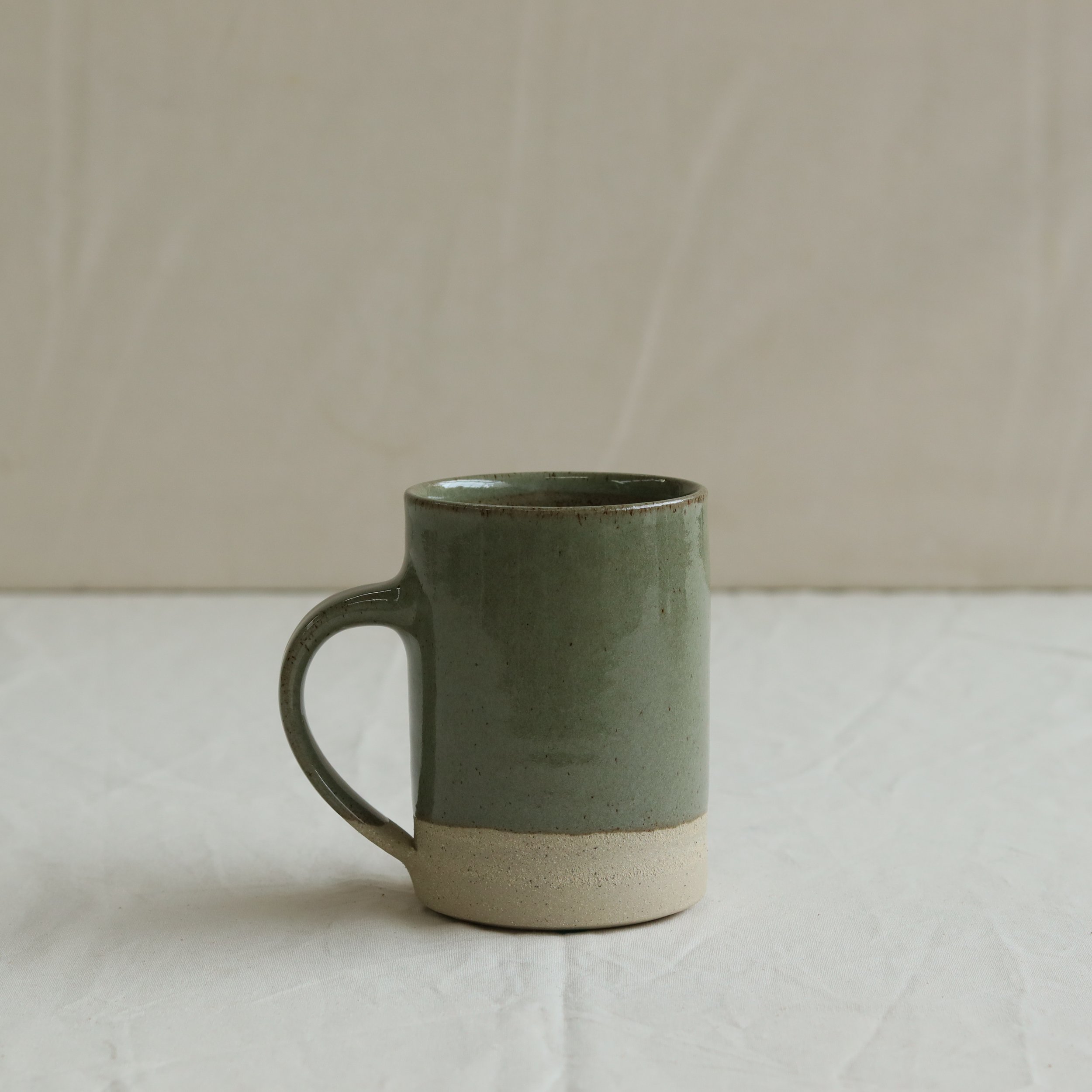 Tall Mug in Olive, Flecked Stoneware, Dipped-2.jpg