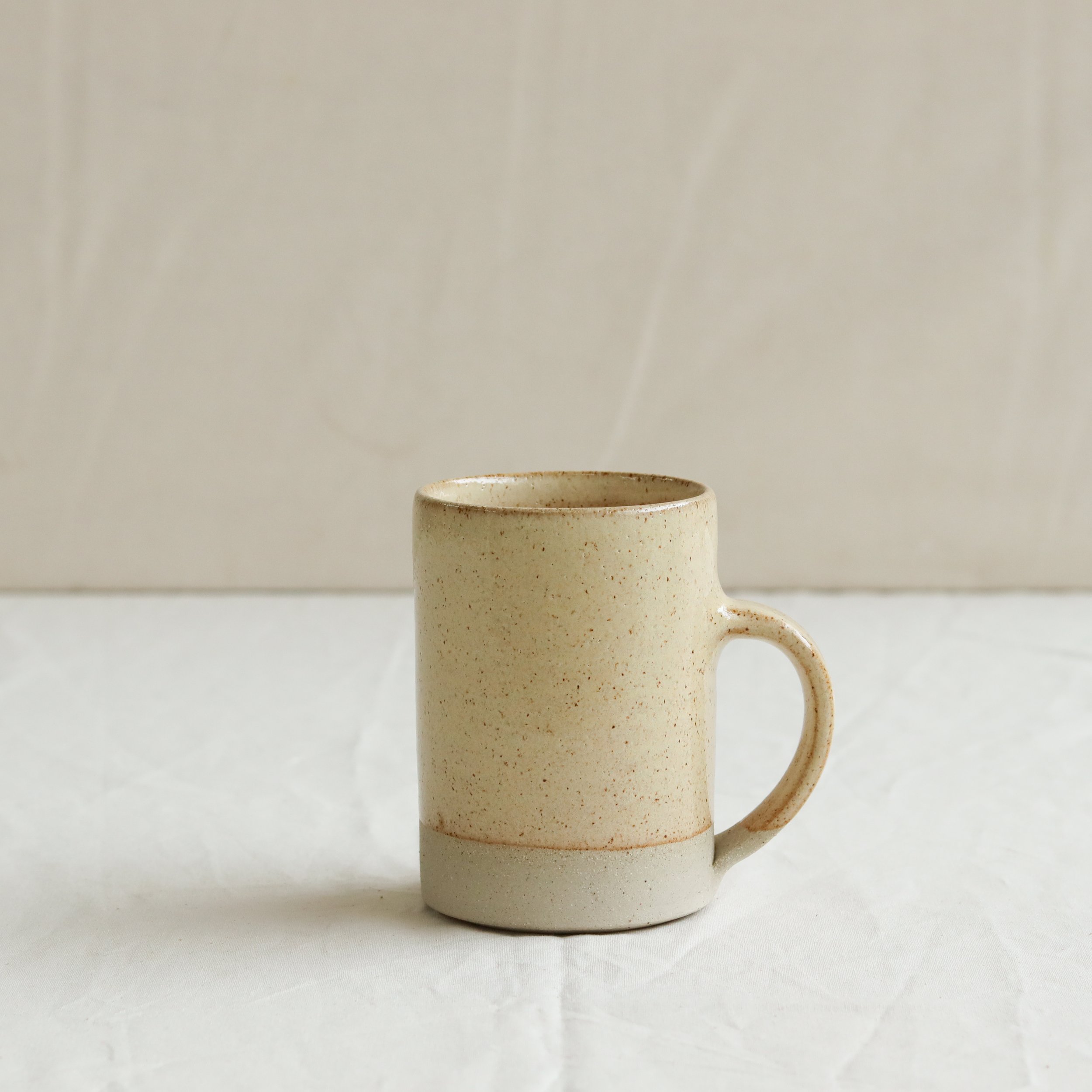Tall Mug in Sand, Flecked Stoneware, Dipped-4.jpg